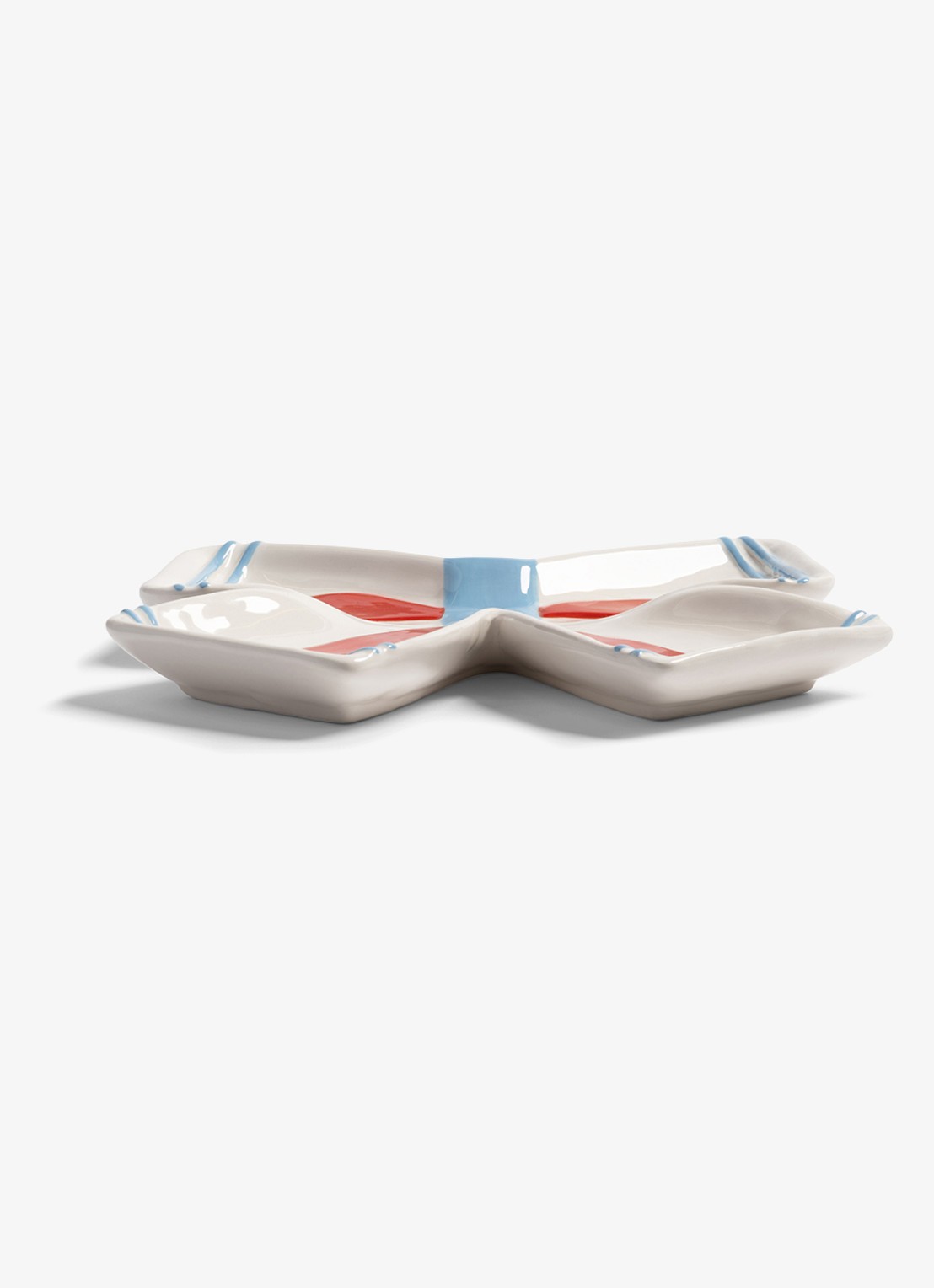 &Klevering Lint bord van keramiek 22 cm - voorkant 2 rood