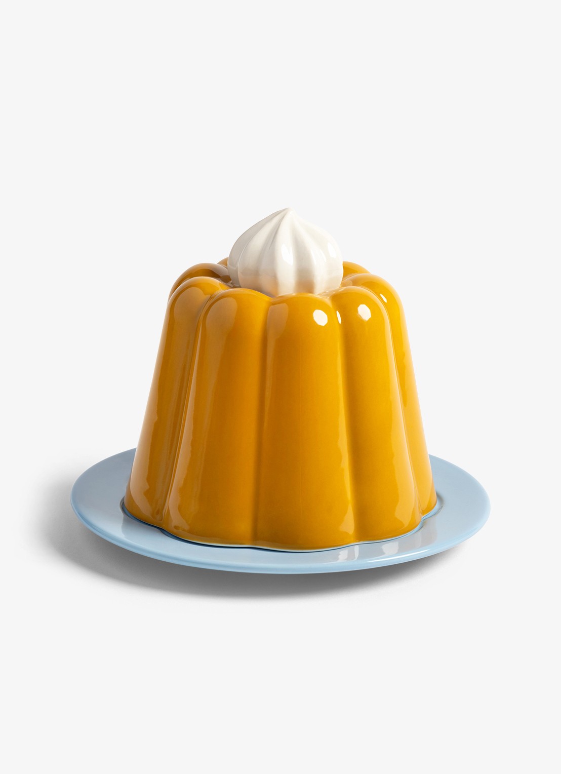 &Klevering Pudding cloche van aardewerk 14 cm  - voorkant 2 geel