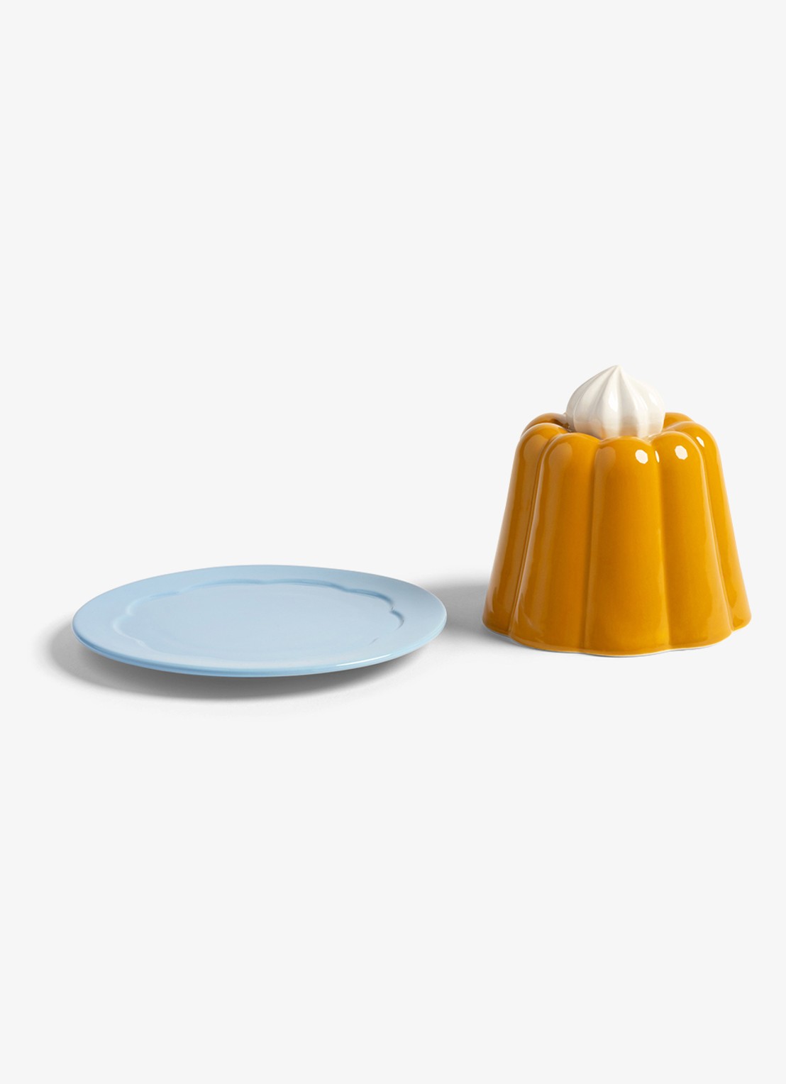 &Klevering Pudding cloche van aardewerk 14 cm  - voorkant 3 geel