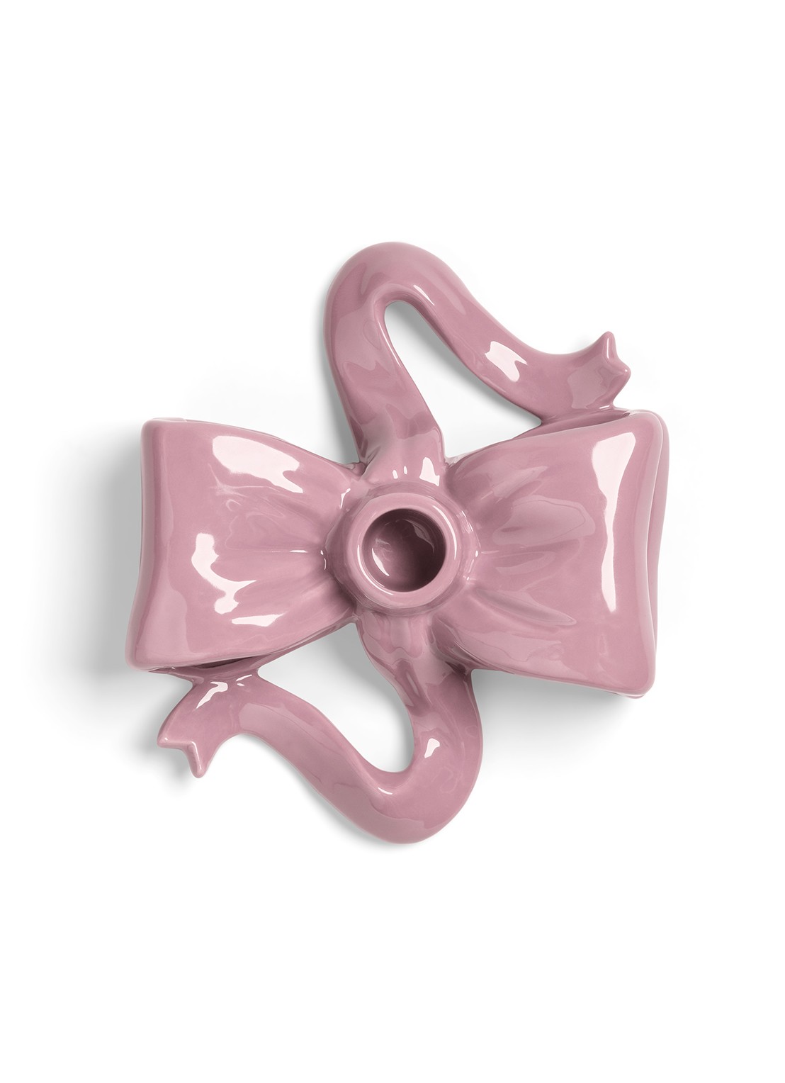 &Klevering Ribbon kaarshouder van aardewerk - detail oudroze