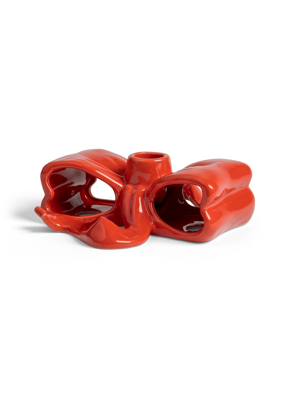 &Klevering Ribbon kaarshouder van aardewerk - voorkant rood