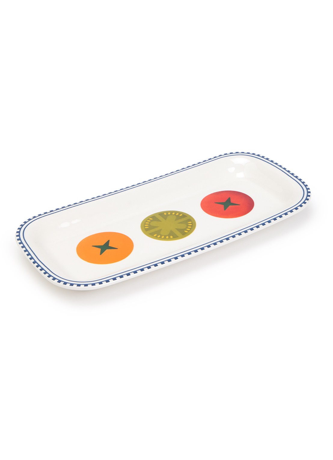 &Klevering Taverna Tomato serveerschaal 30 x 14,5 cm - voorkant blauw