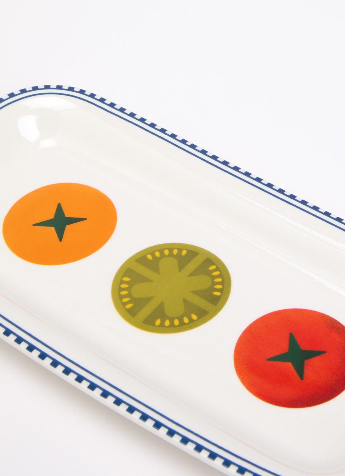 &Klevering Taverna Tomato serveerschaal 30 x 14,5 cm - voorkant 2 blauw