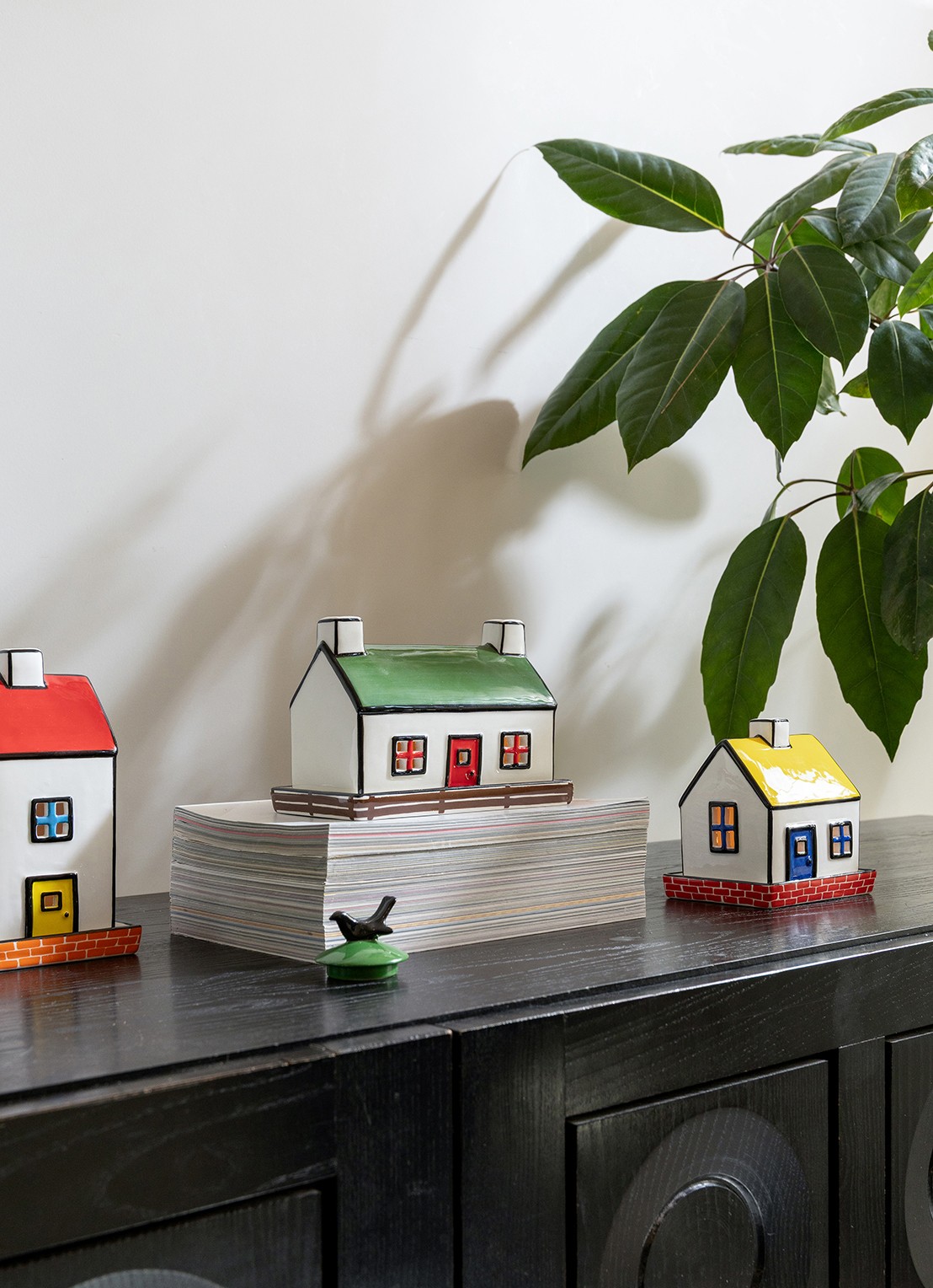 &Klevering Theelichthouder bungalow 16.5 cm  - achterkant 2 groen