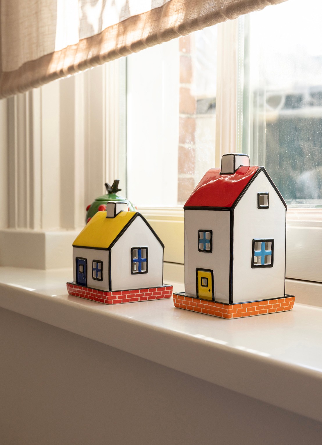 &Klevering Theelichthouder cottage 12.5 cm  - detail 3 geel