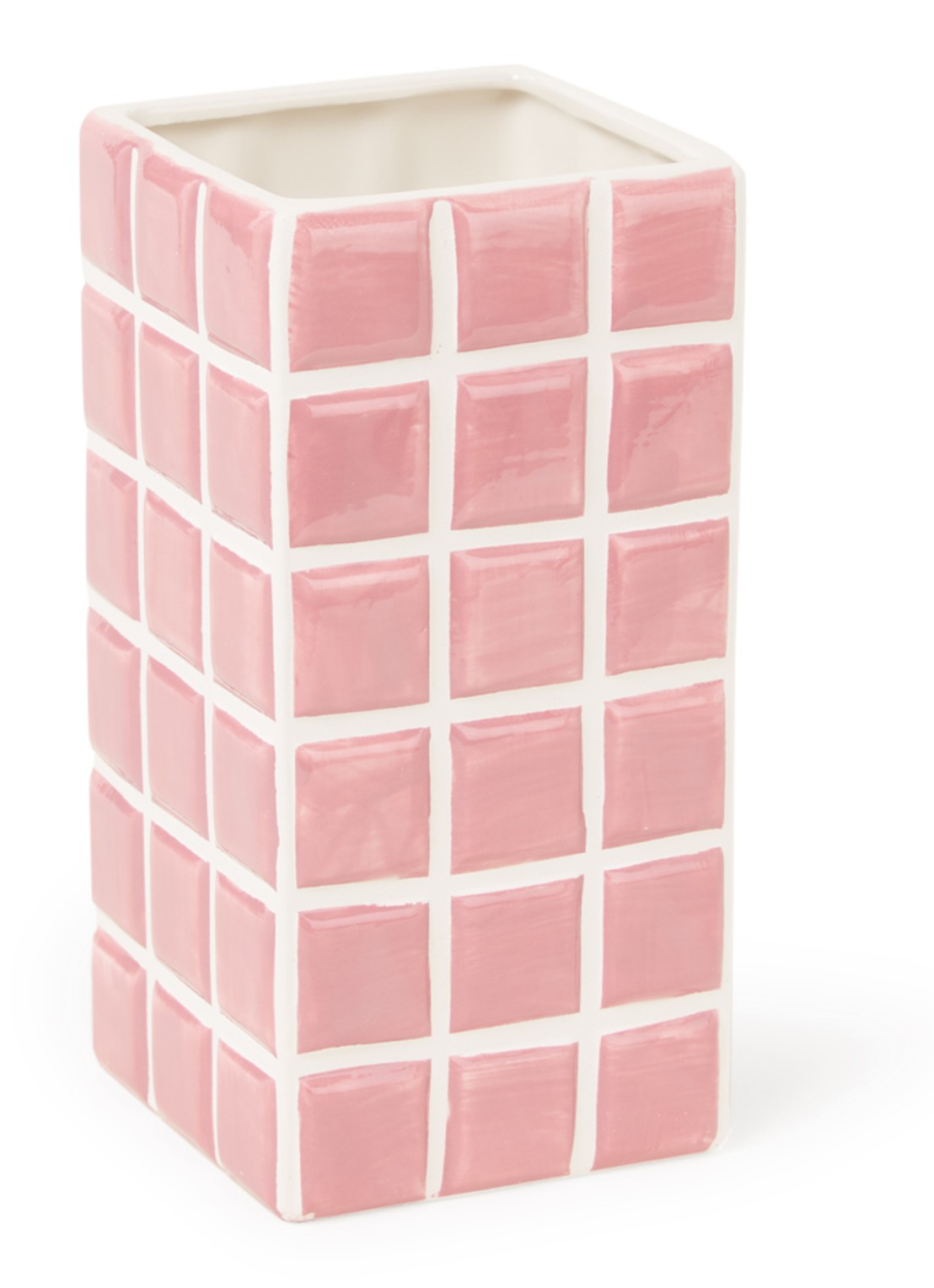 &Klevering Tile vaas 21 cm - voorkant 2 roze