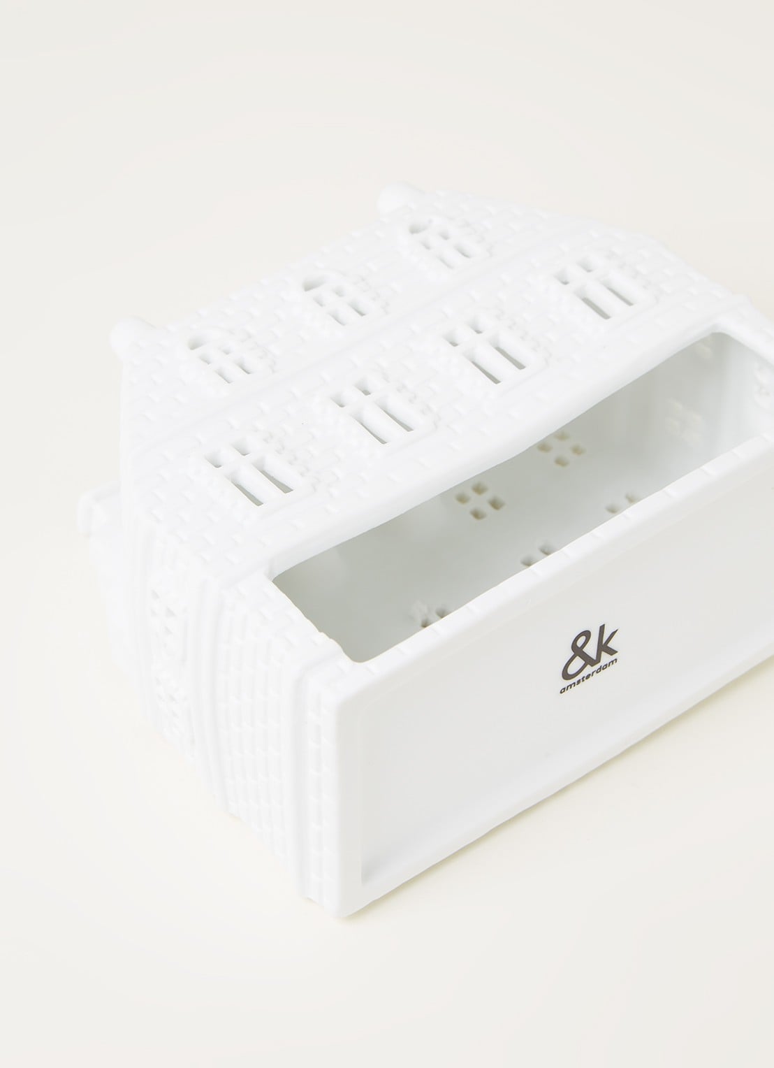 &Klevering Trapgevel waxinelichthouder 12 cm - detail wit