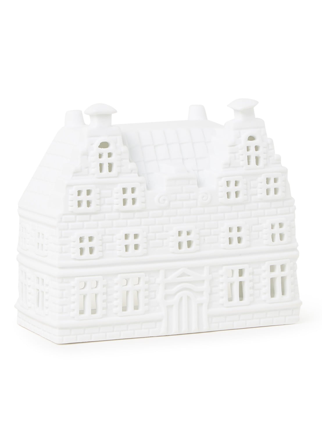 &Klevering Trapgevel waxinelichthouder 12 cm - voorkant 2 wit