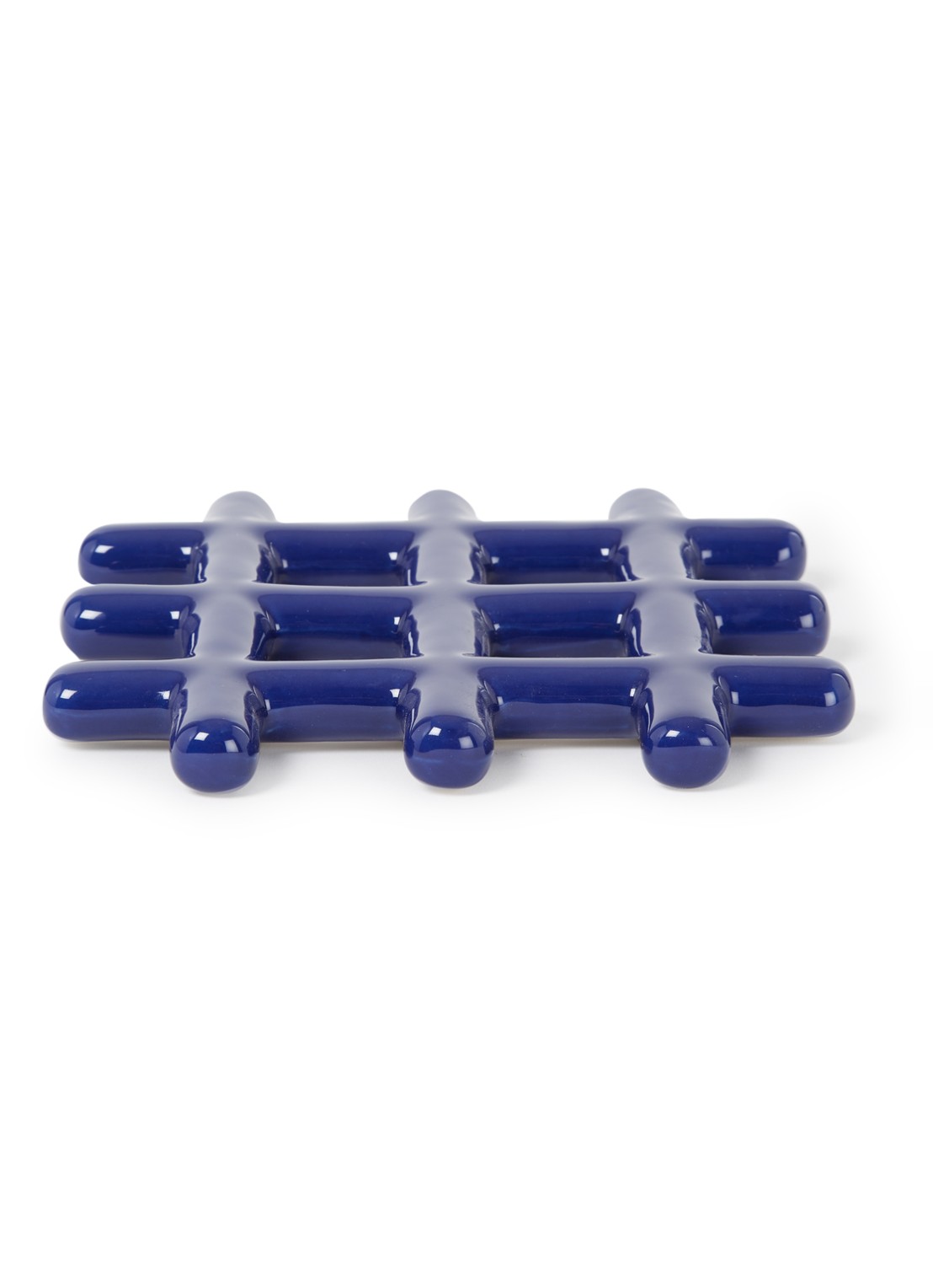 &Klevering Trivet Grid onderzetter van aardewerk - voorkant kobaltblauw