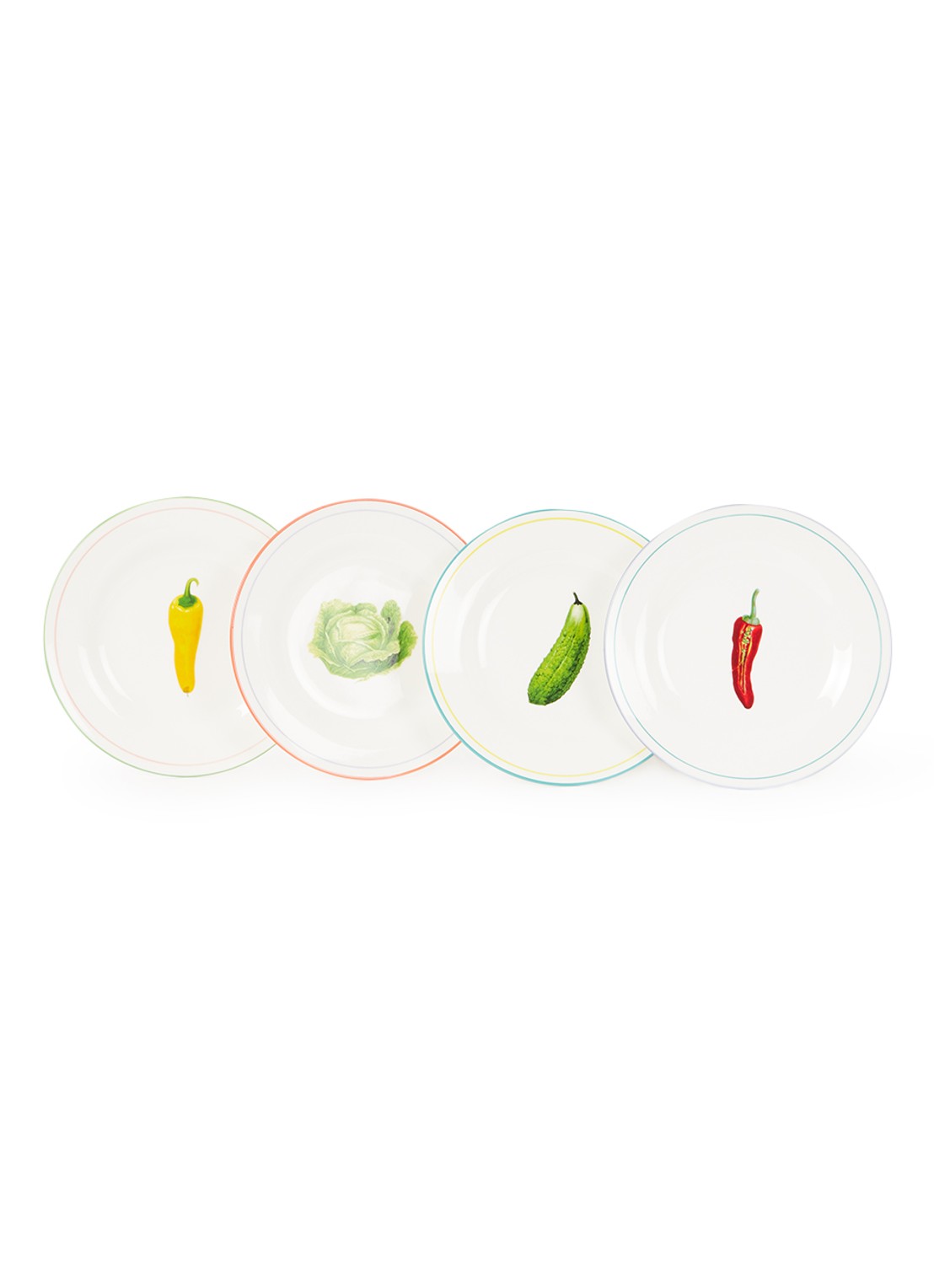 &Klevering Vegetable ontbijtbord 21 cm set van 4 - voorkant 4 gebroken wit