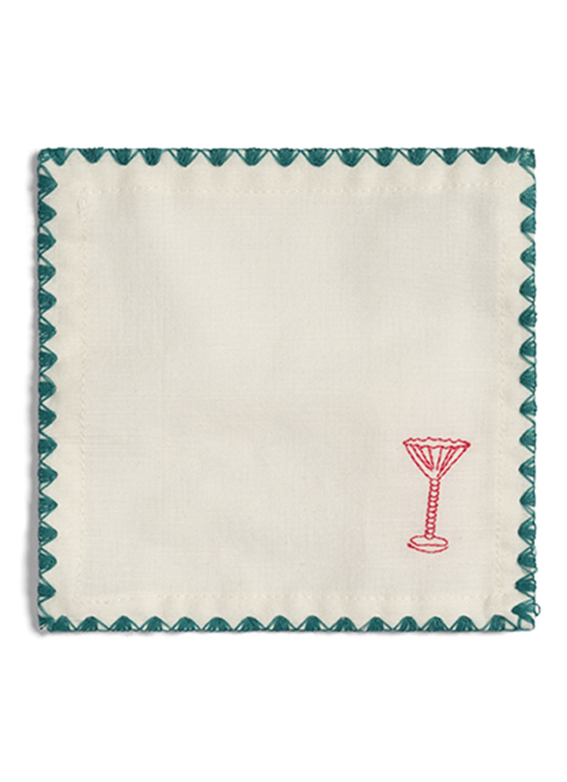 &Klevering Zigzag Cocktail servet 12 x 12 cm set van 4 - voorkant multicolor