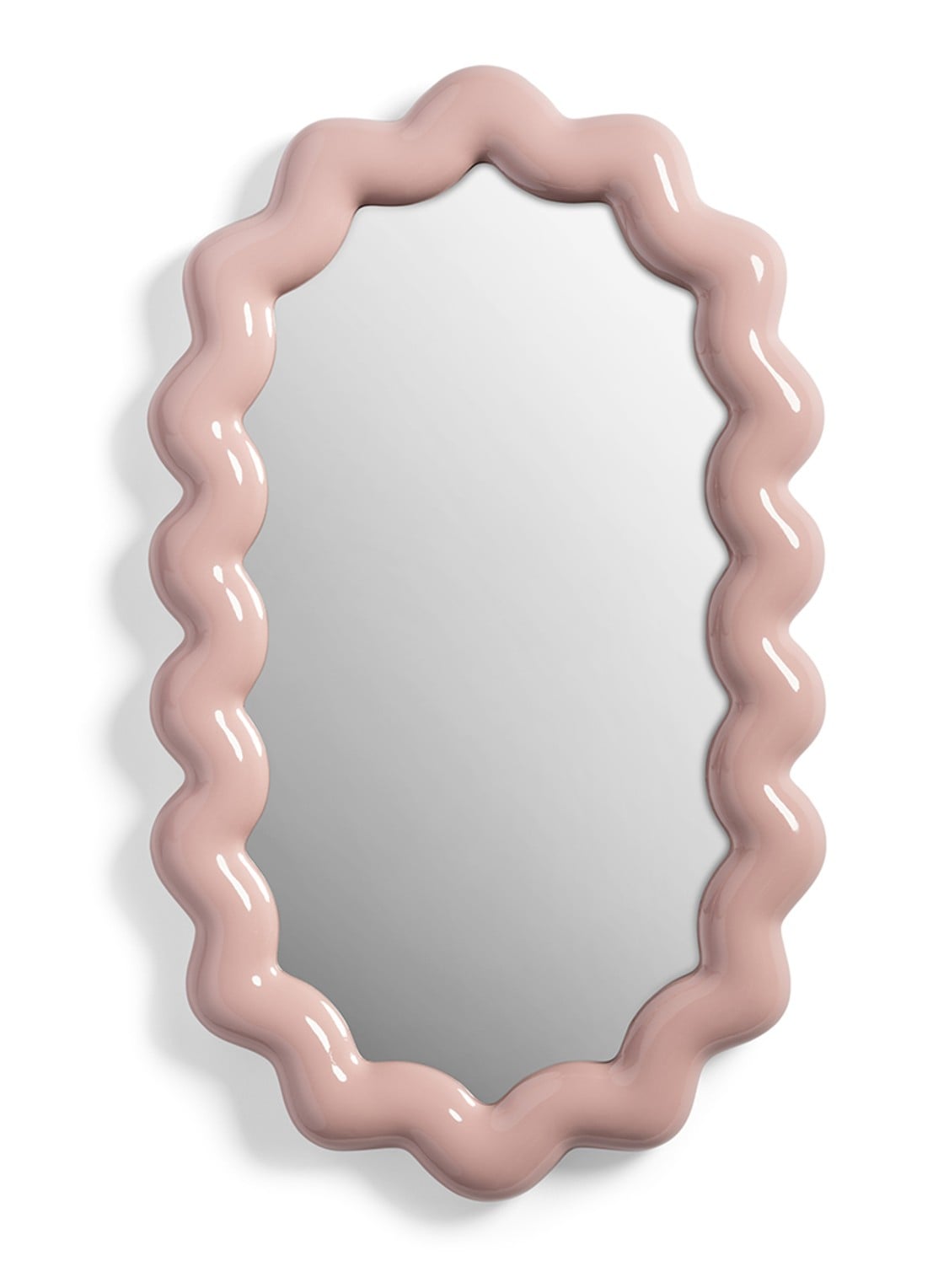 &Klevering Zigzag wandspiegel 31,5 x 52,5 cm - voorkant roze