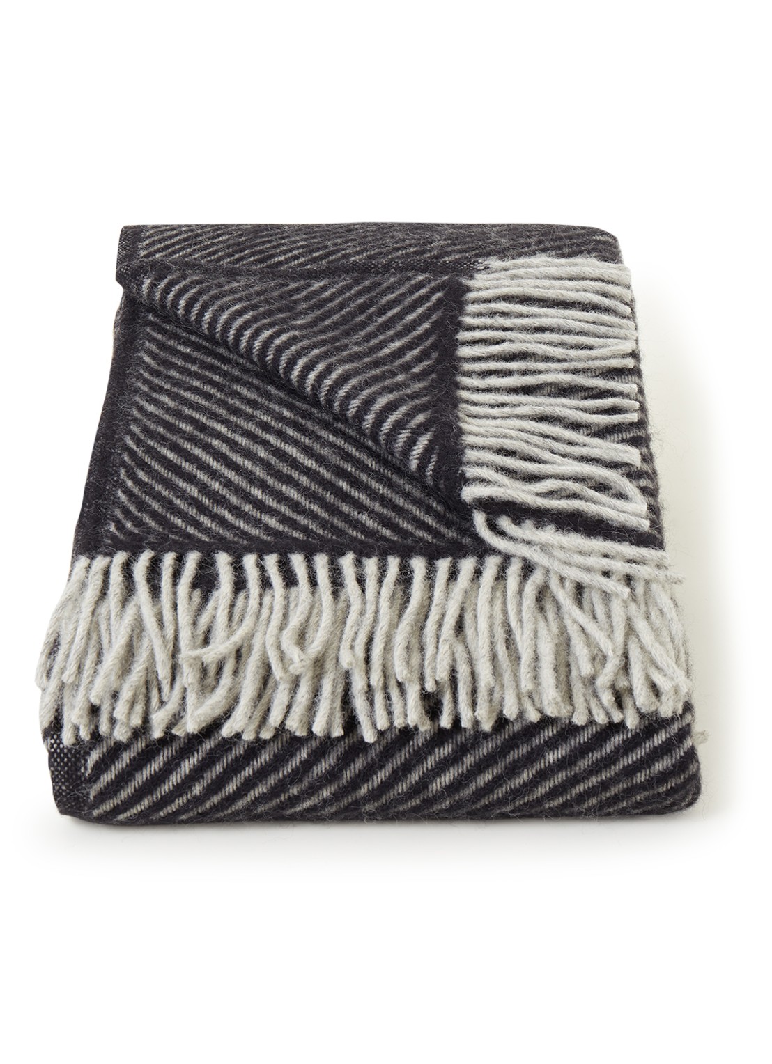 Klippan Carl plaid van wol 200 x 130 cm - voorkant zwart