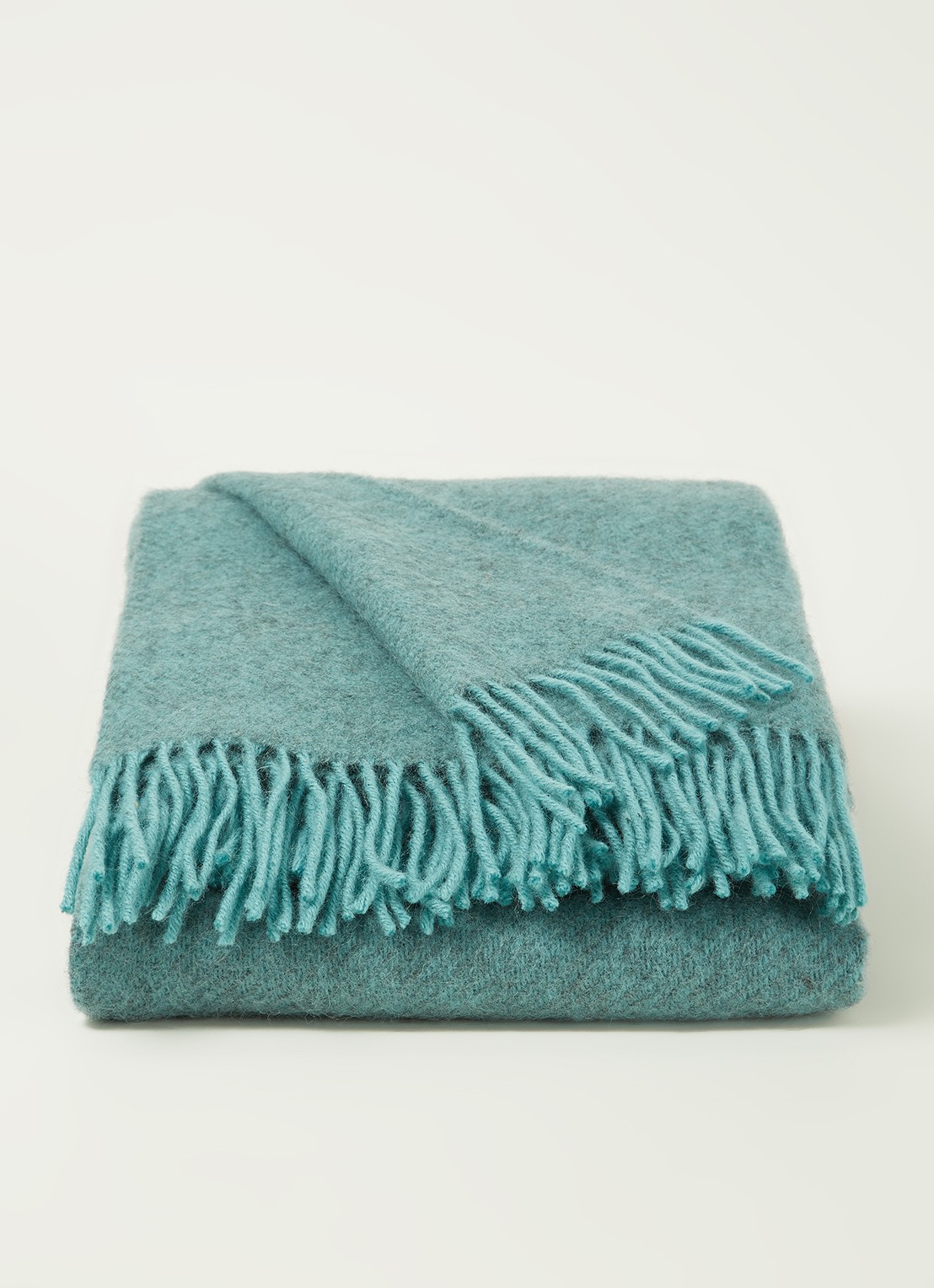 Klippan Gotland plaid van wol 130 x 200 cm - voorkant 2 turquoise
