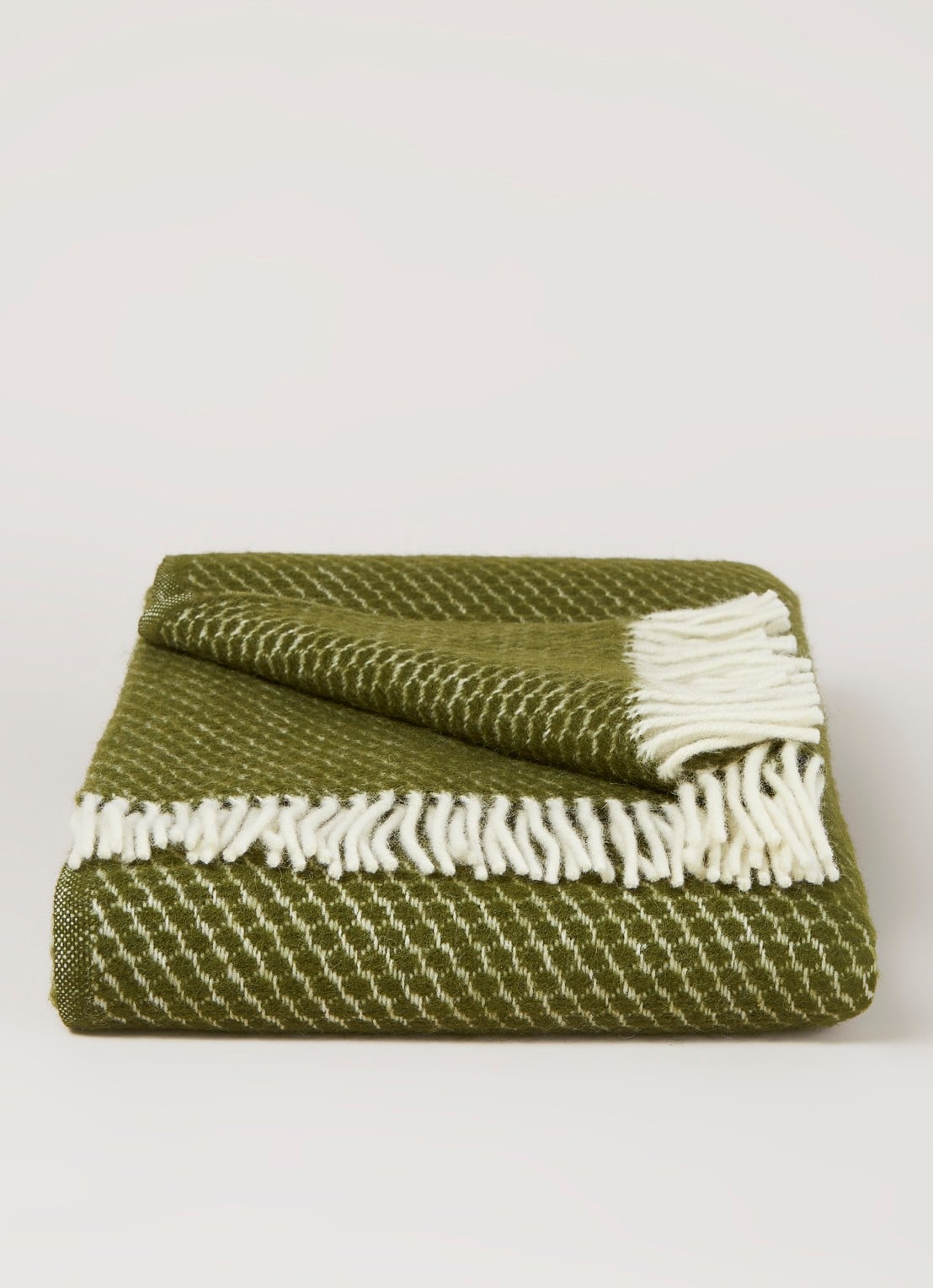 Klippan Knut Plaid deken van lamswol 130 x 200 cm - voorkant 3 groen