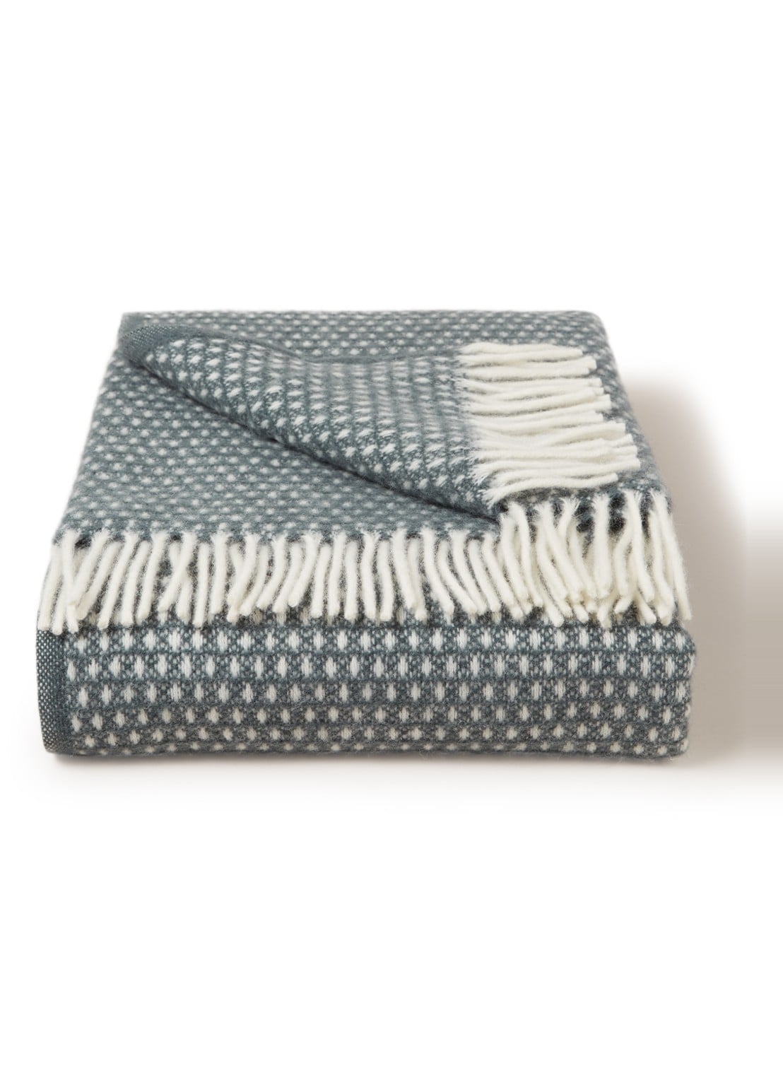 Klippan Knut plaid van lamswol 130 x 200 cm - voorkant 2 blauwgrijs