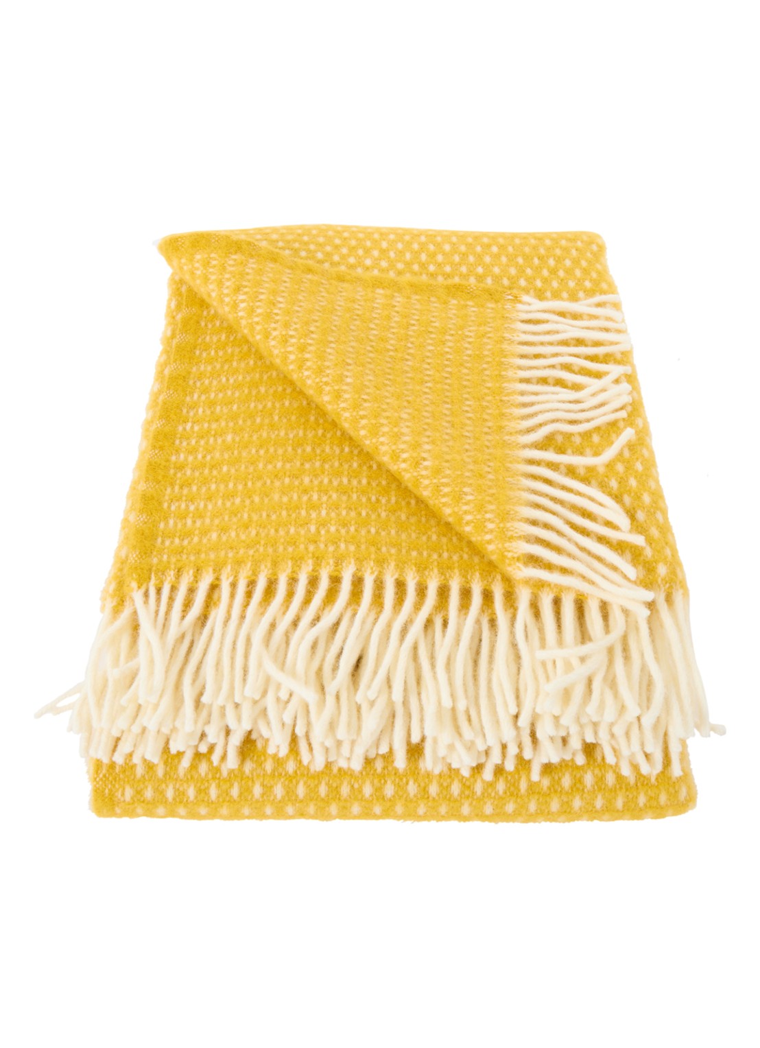 Klippan Knut plaid van wol 200 x 130 cm - voorkant geel