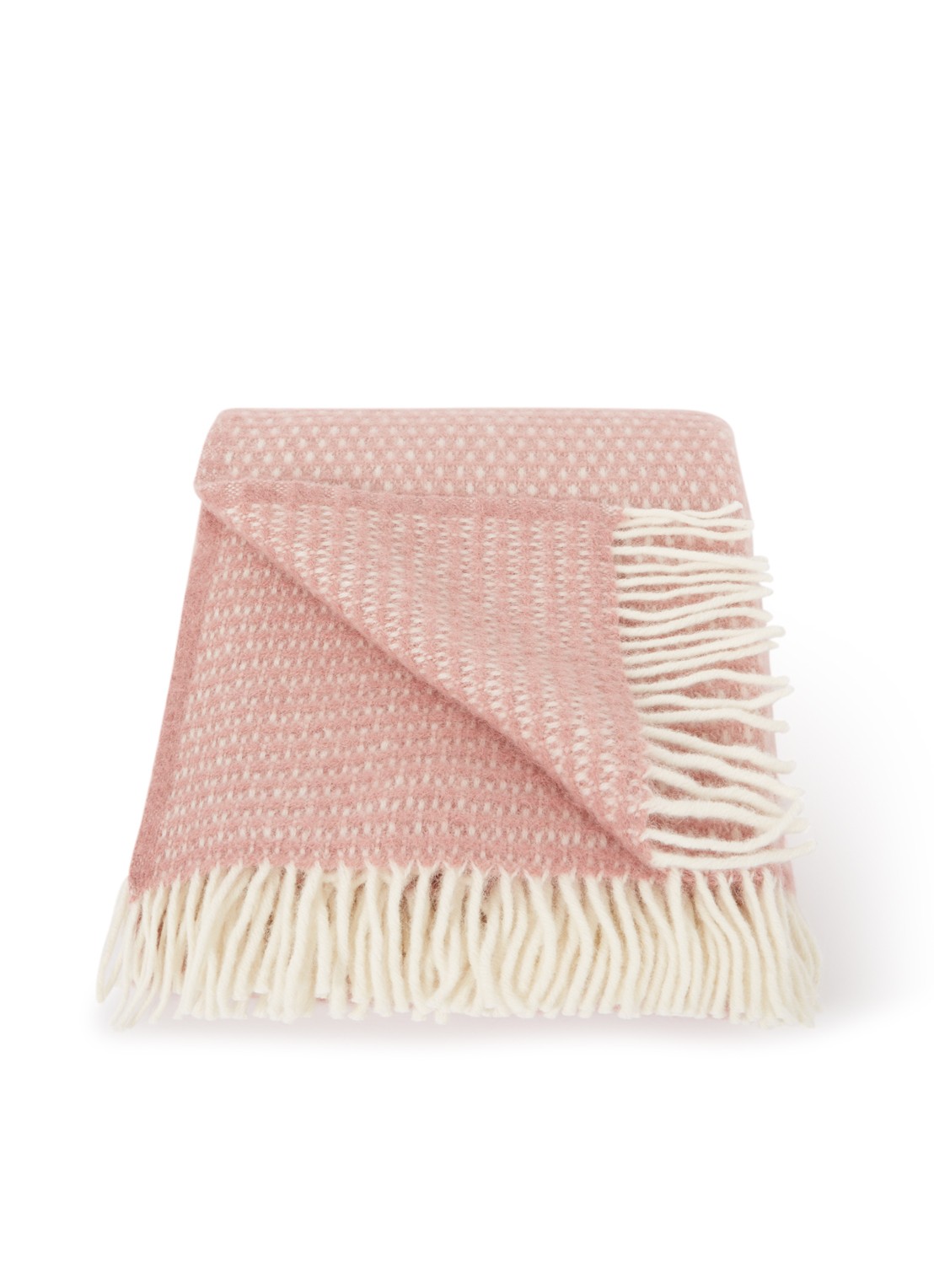 Klippan Knut plaid van wol 200 x 130 cm - voorkant zalmroze
