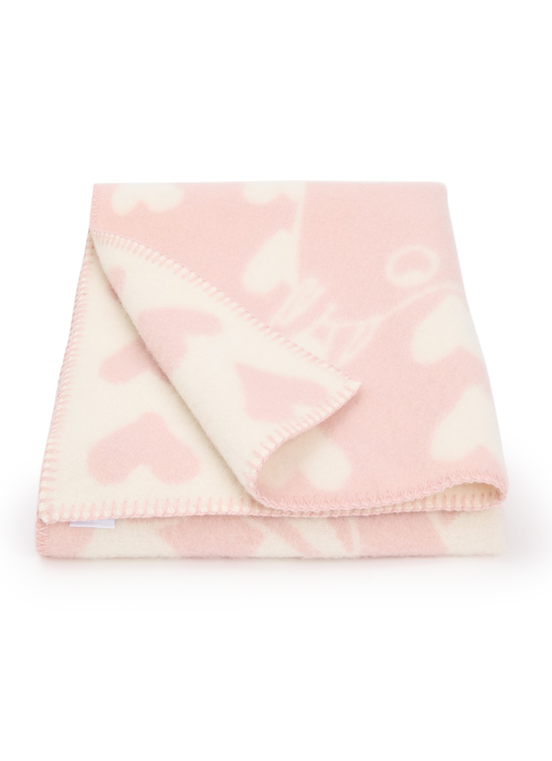 Klippan Moomin Heart wiegdeken van lamswol 65 x 90 cm - voorkant roze
