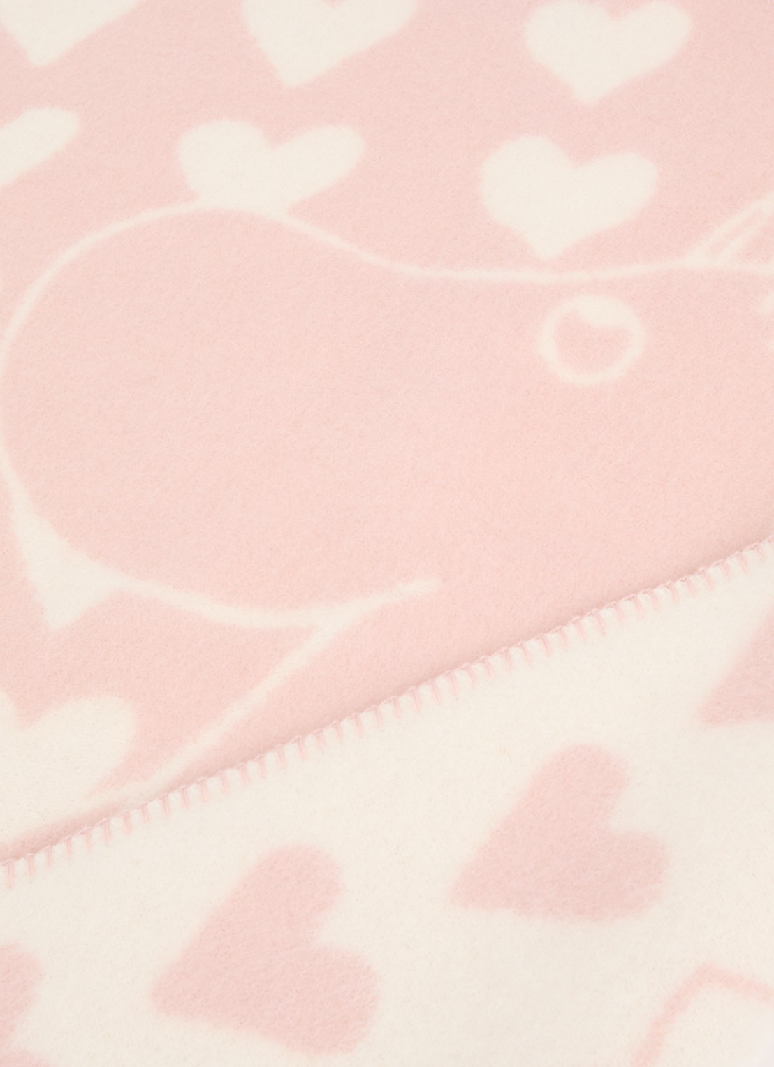Klippan Moomin Heart wiegdeken van lamswol 65 x 90 cm - voorkant 2 roze