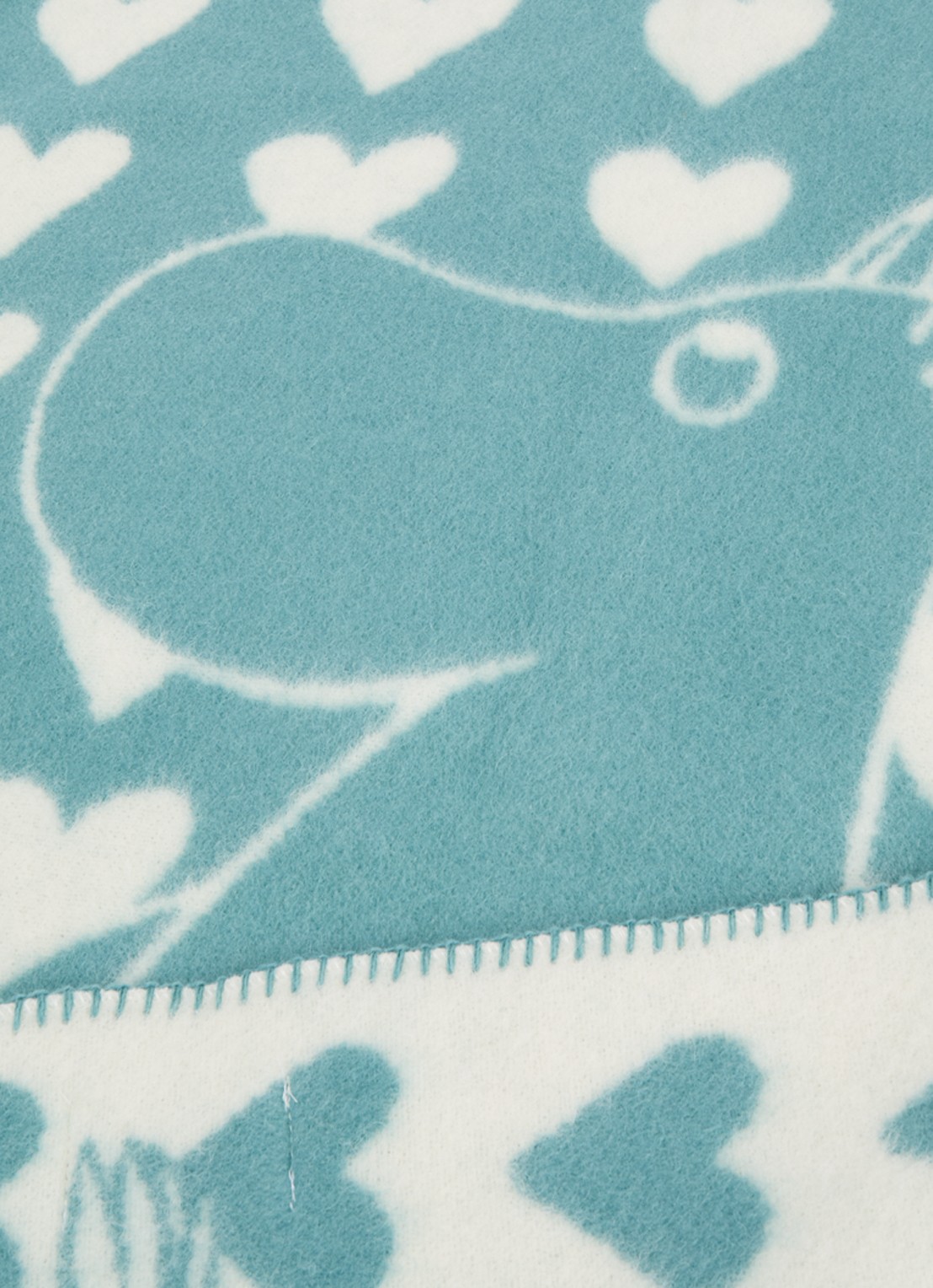 Klippan Moomin Heart wiegdeken van lamswol 65 x 90 cm - voorkant 2 turquoise