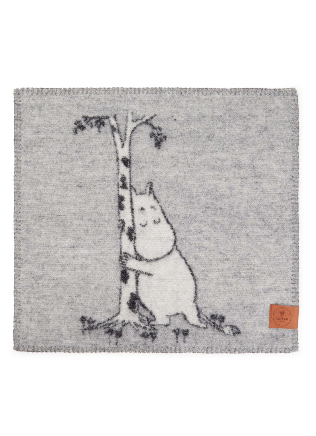 Klippan Moomin Tree Hug seatpad van lamswol 43 x 43 cm - voorkant grijs