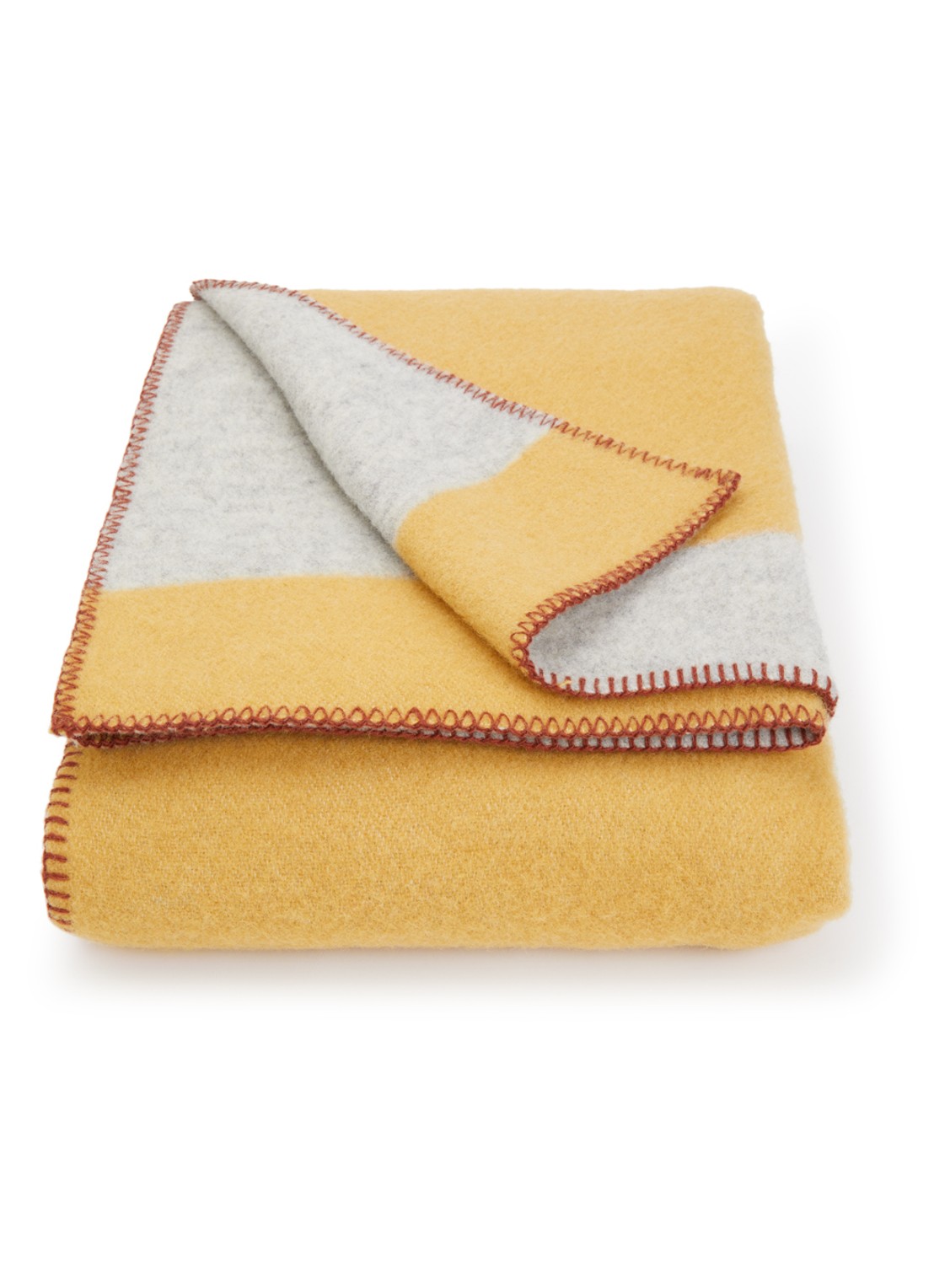Klippan Plan plaid van lamswol 130 x 180 cm - voorkant 2 mosterd