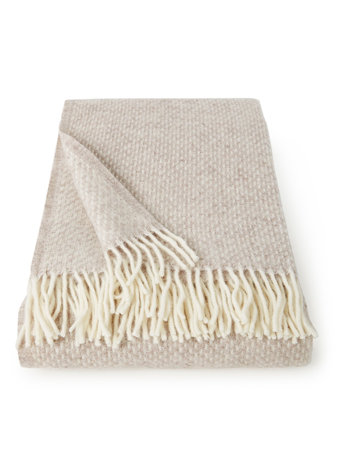 Klippan Preppy plaid van lamswol 130 x 200 cm - voorkant 2 beige