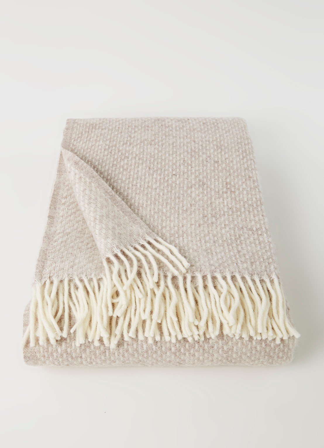 Klippan Preppy plaid van lamswol 130 x 200 cm - voorkant 3 beige