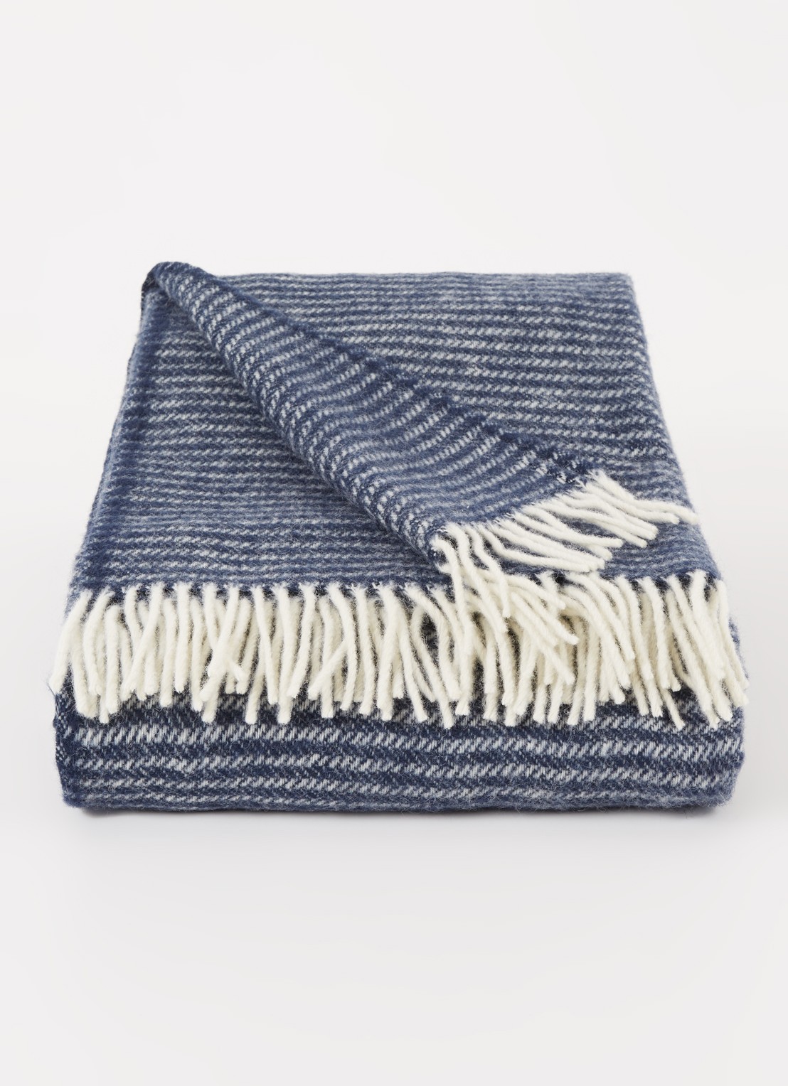 Klippan Ralph plaid van wol 130 x 200 cm - voorkant 2 donkerblauw