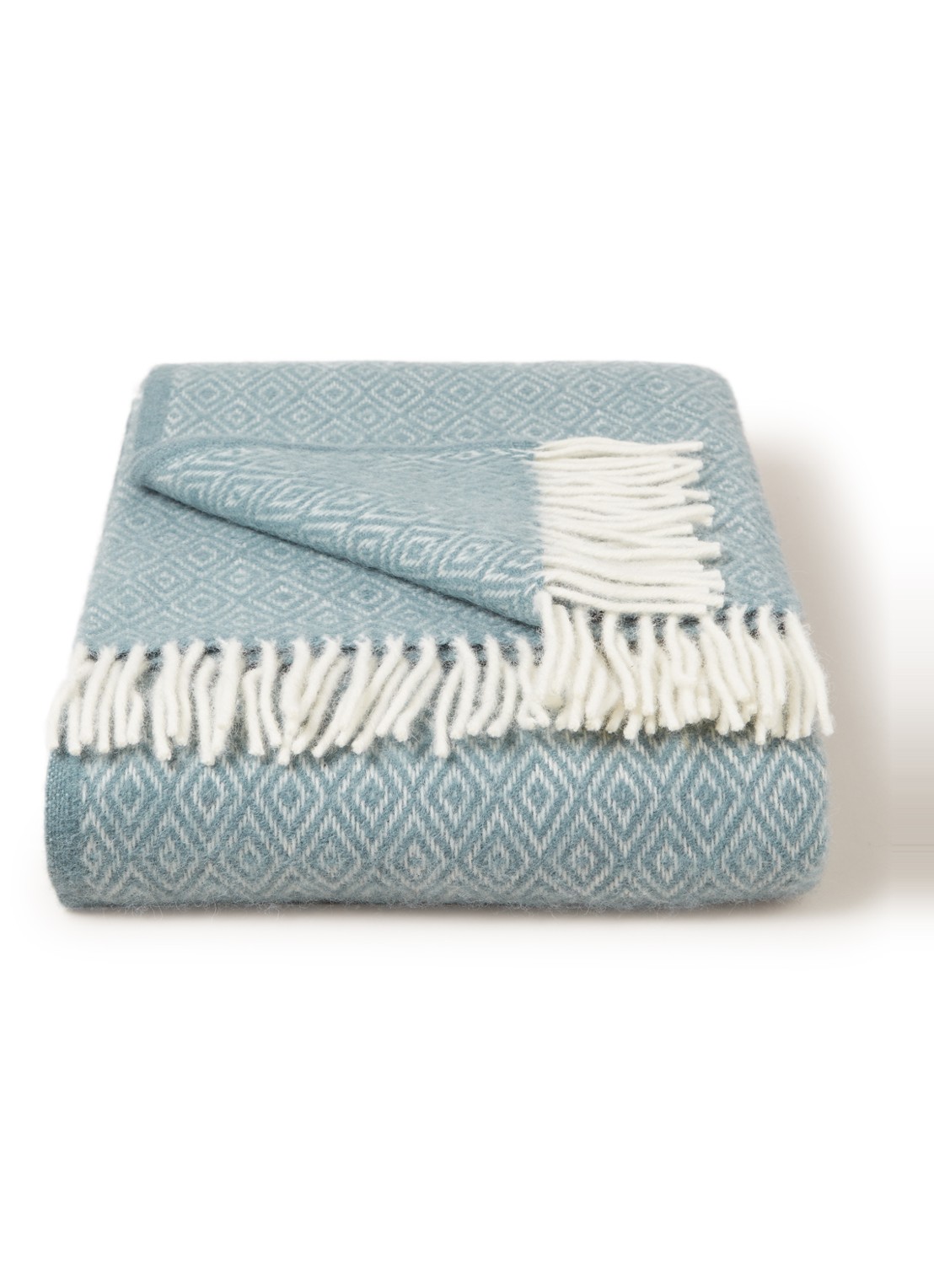 Klippan Stella plaid van lamswol 130 x 200 cm - voorkant 2 zeegroen