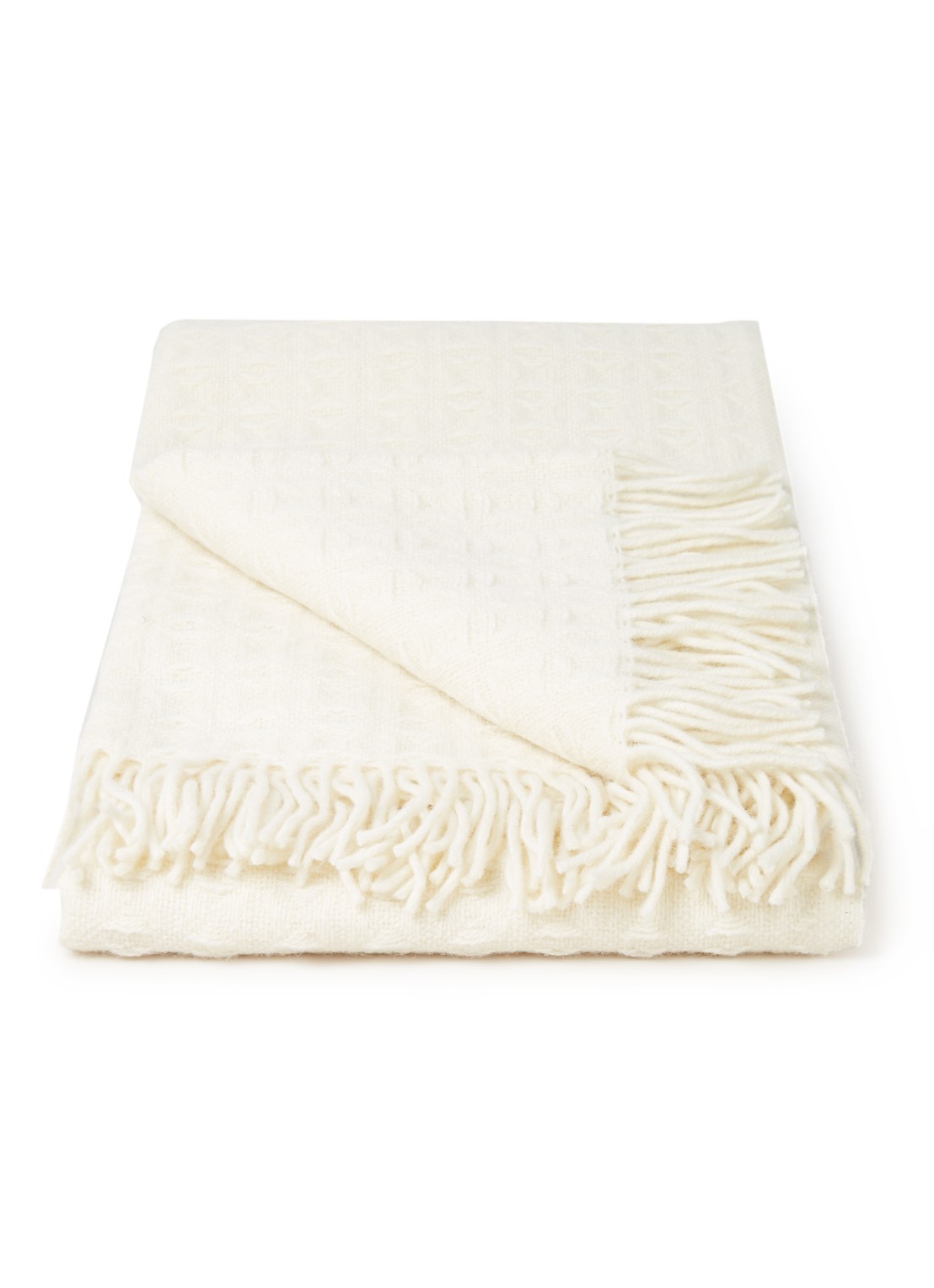 Klippan Twist plaid van lamswol 130 x 200 cm - voorkant gebroken wit