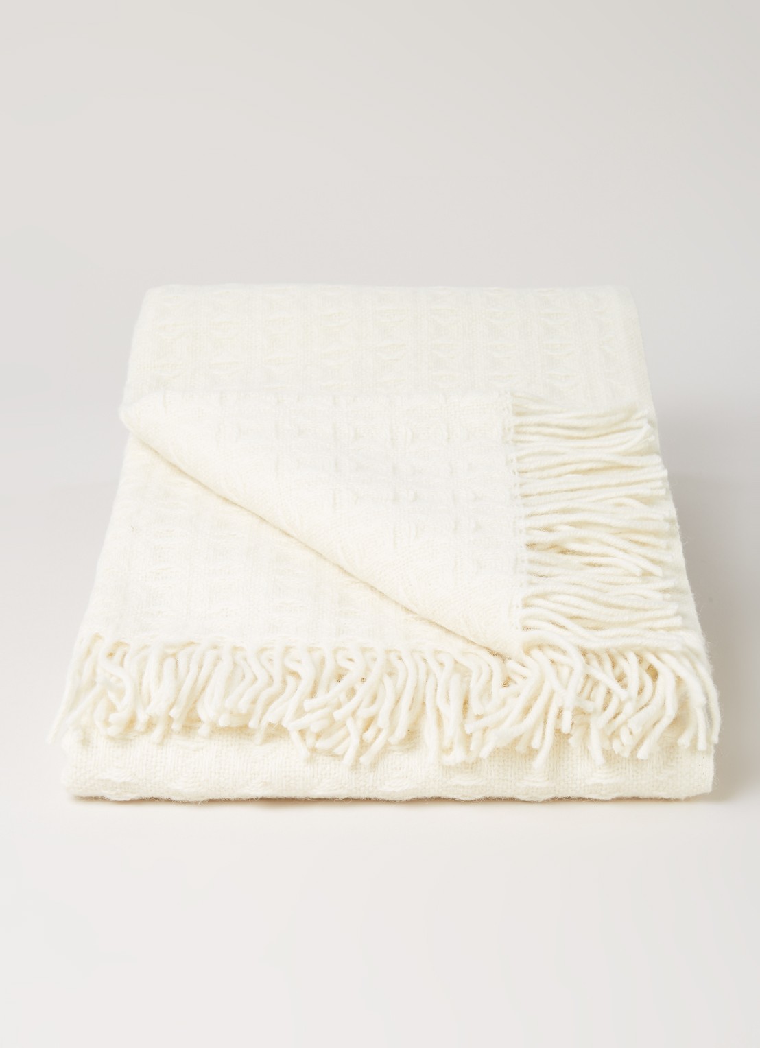 Klippan Twist plaid van lamswol 130 x 200 cm - voorkant 2 gebroken wit