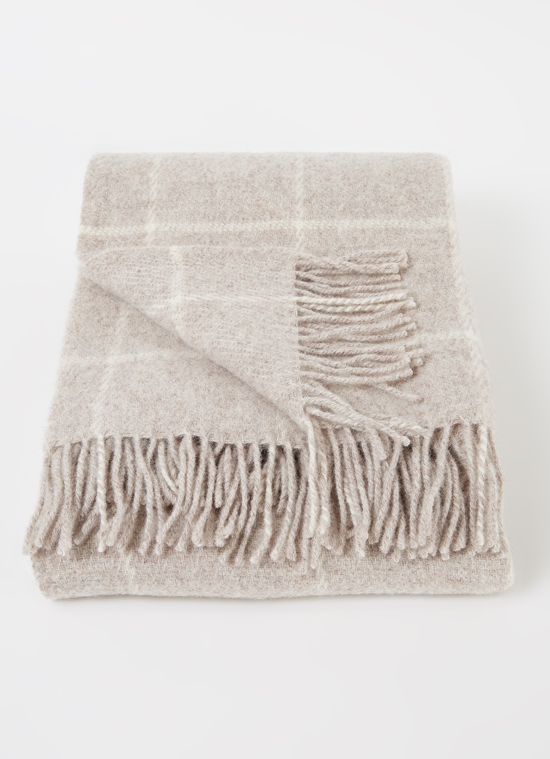Klippan Vinga plaid van lamswol 130 x 200 cm - voorkant 2 beige