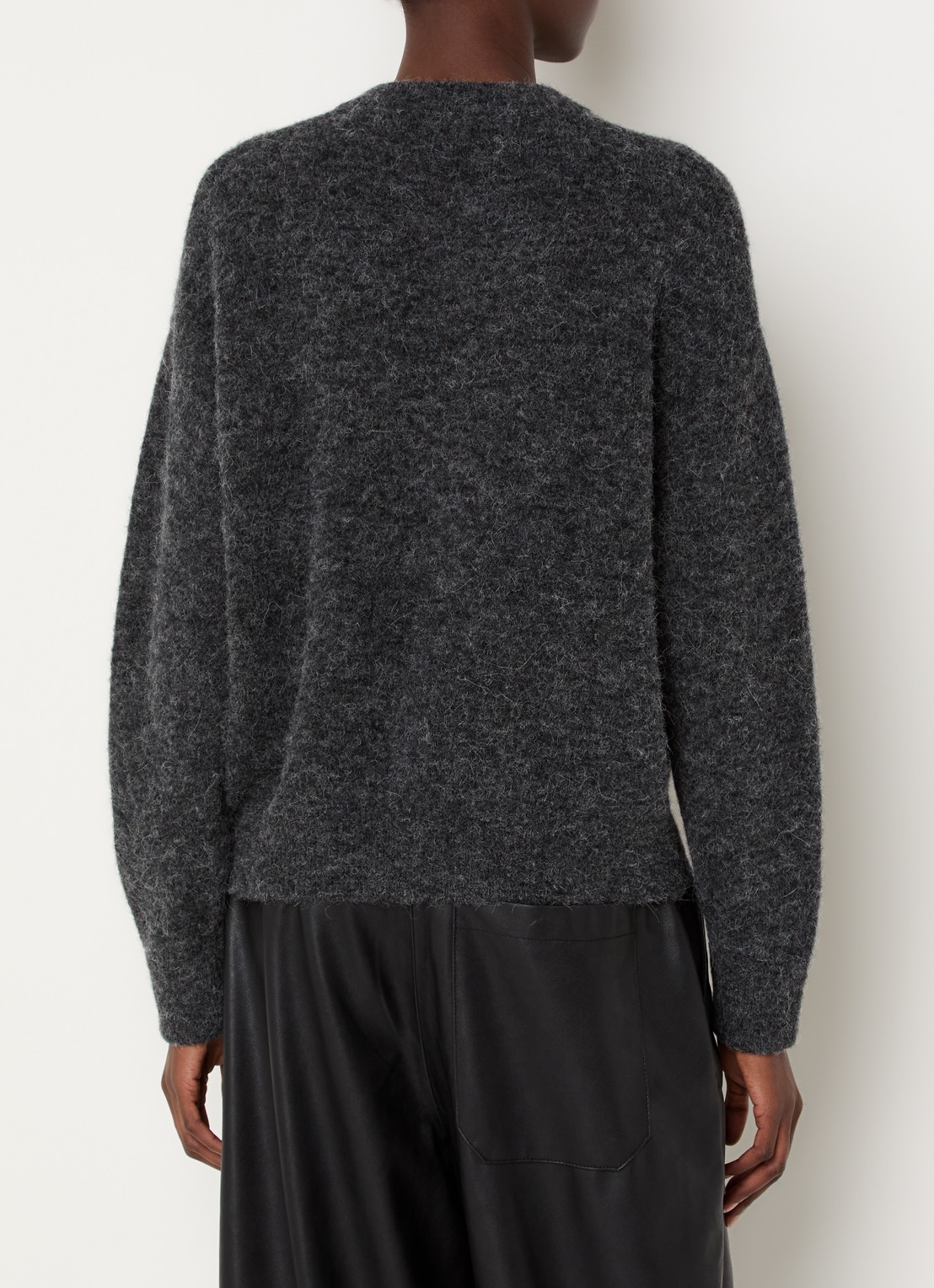 Knit-ted Britney grofgebreid vest met ronde hals - achterkant 2 antraciet