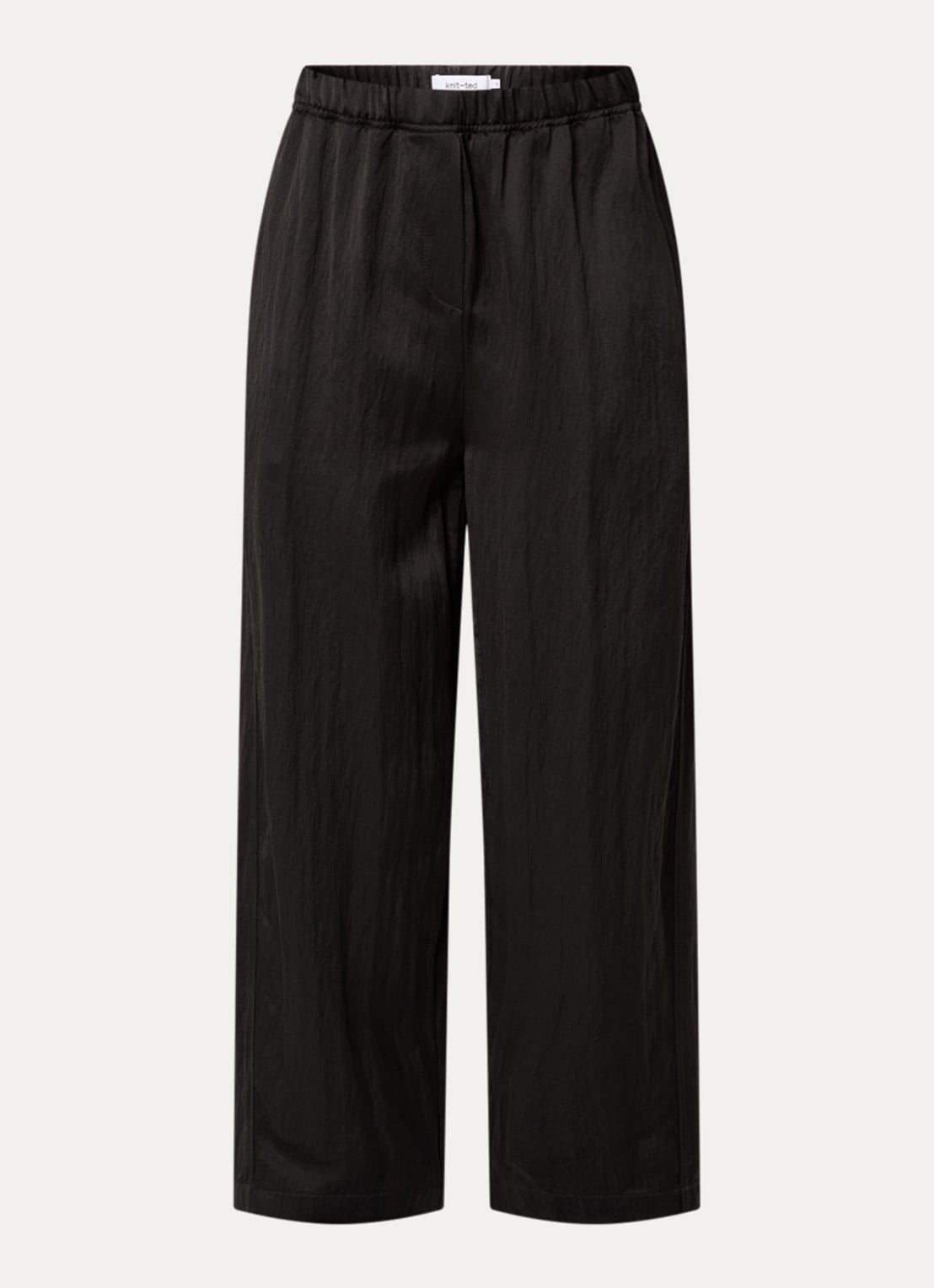 Knit-ted Camden high waist wide fit broek met steekzakken - voorkant 2 zwart