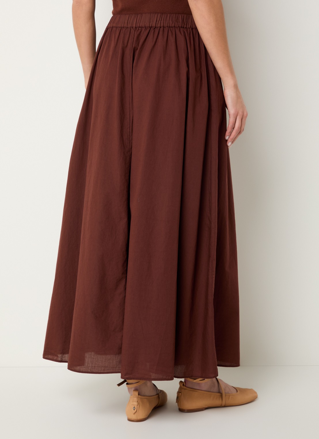 Knit-ted Cato midi rok met steekzakken - achterkant 3 kastanjebruin