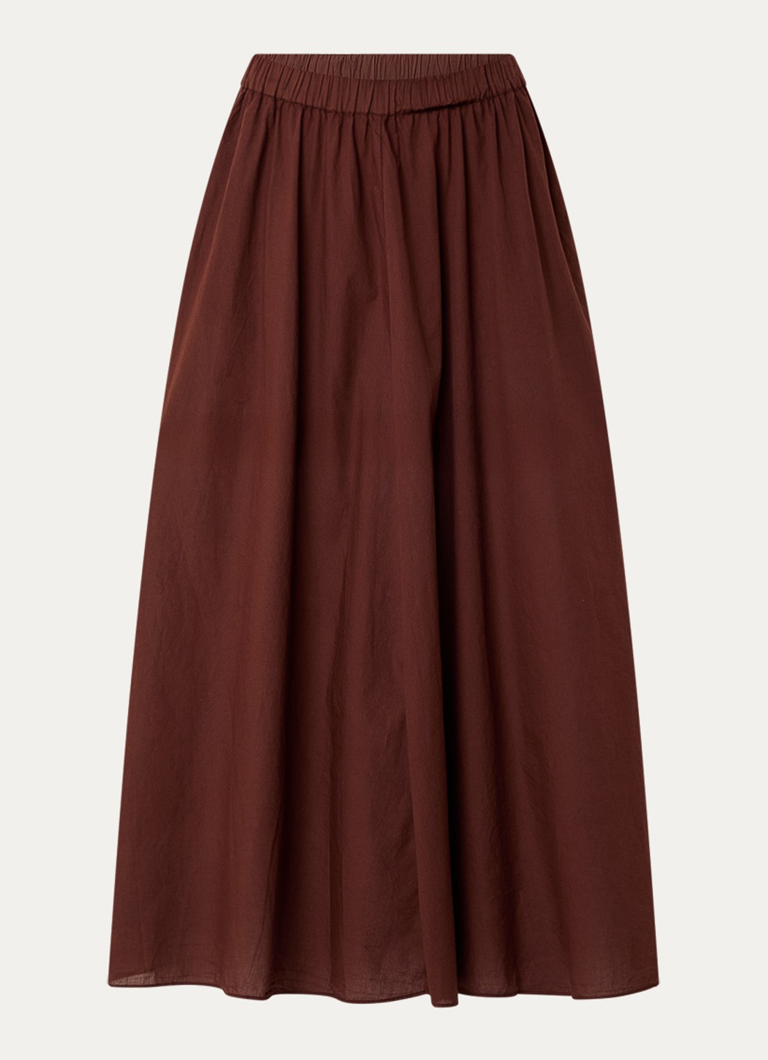 Knit-ted Cato midi rok met steekzakken - voorkant kastanjebruin