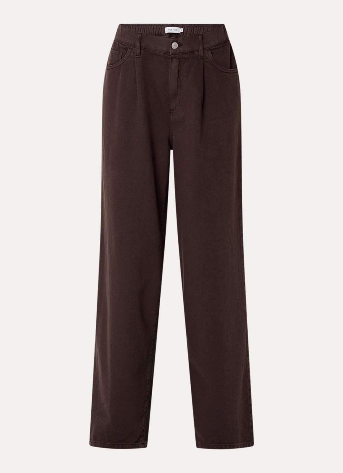 Knit-ted Charly high waist wide fit jeans met gekleurde wassing - voorkant donkerbruin