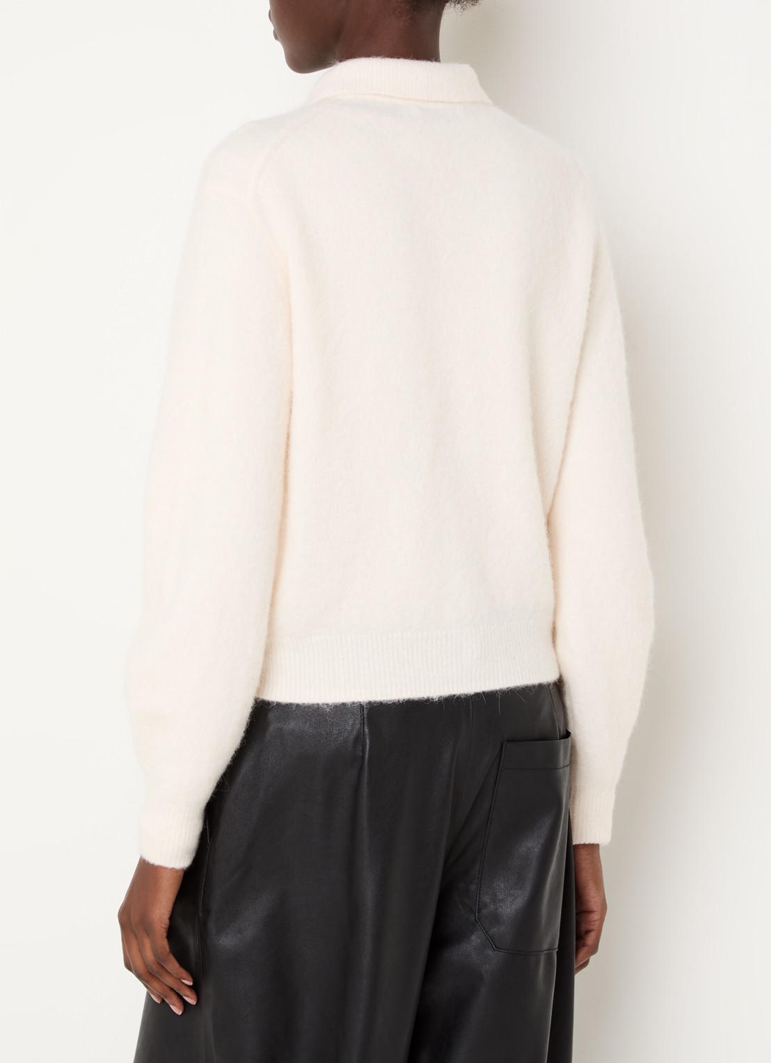 Knit-ted Danny grofgebreid vest met kraag - achterkant 4 vanillegeel