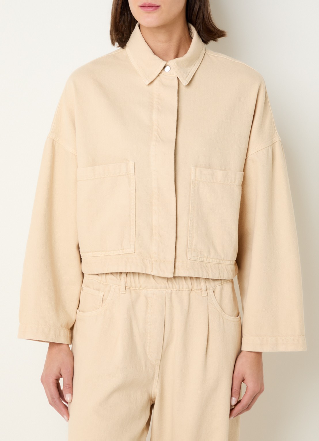 Knit-ted Diasy jack met opgestikte zakken - detail 3 beige