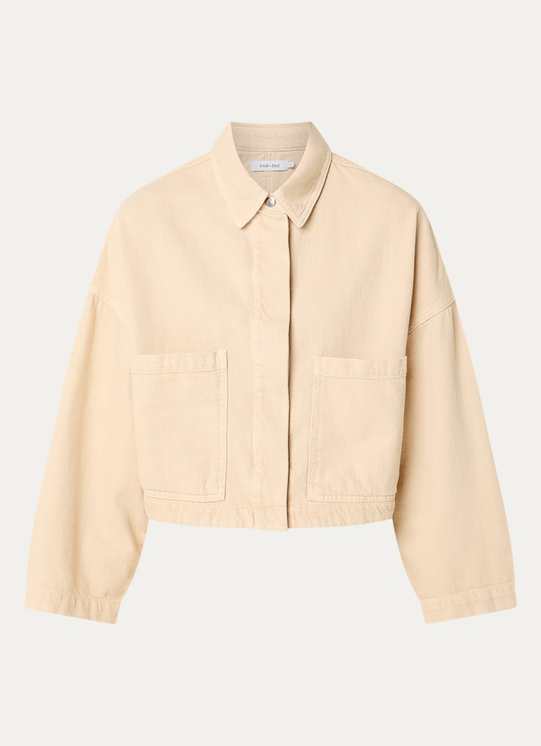 Knit-ted Diasy jack met opgestikte zakken - voorkant beige