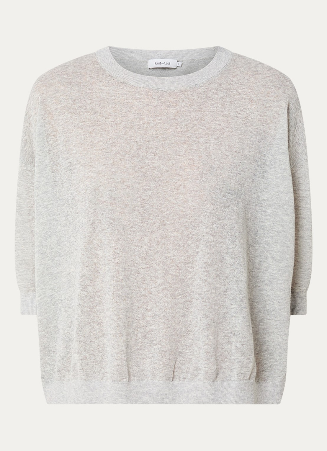 Knit-ted Fanes fijngebreide top in linnenblend  - voorkant grijs