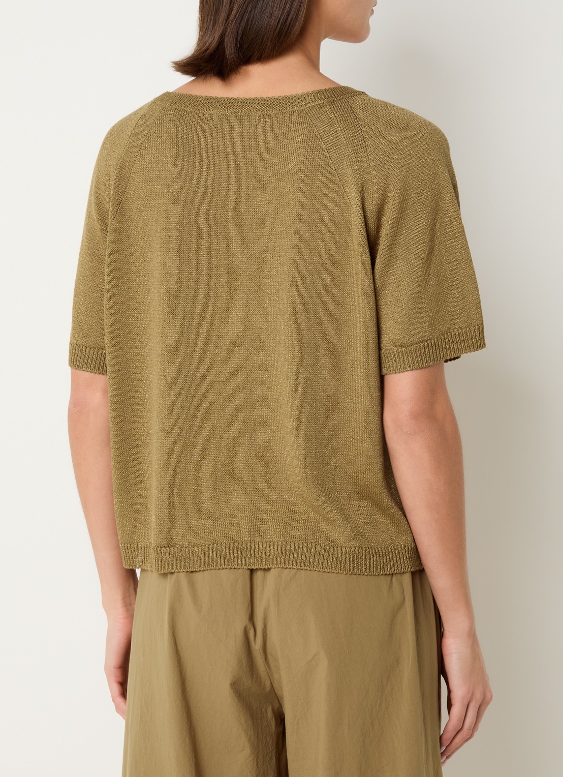 Knit-ted Felice grofgebreide trui met lurex - achterkant 2 mosterd