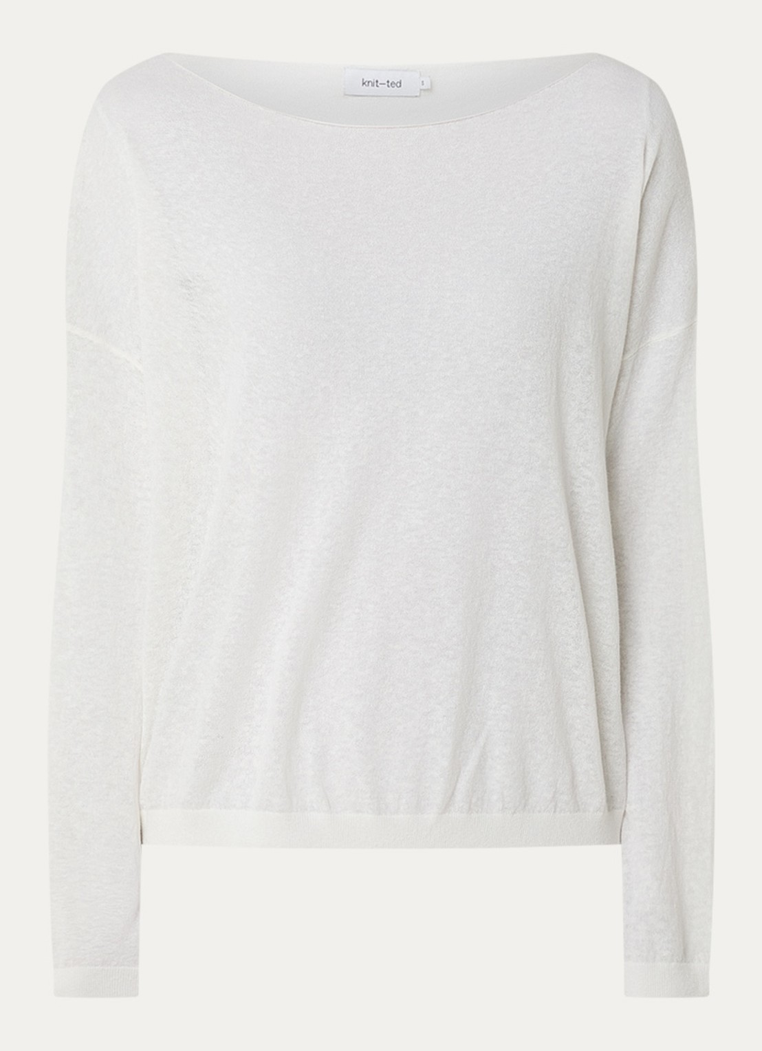 Knit-ted Gill fijngebreide pullover  - voorkant 3 gebroken wit