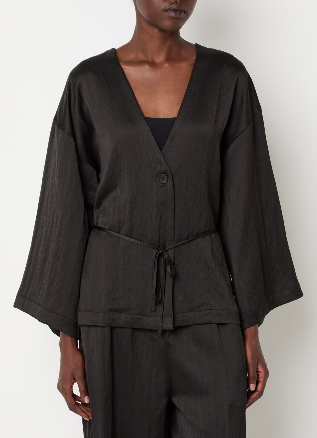 Knit-ted Jeremy tuniek met ceintuur - detail zwart