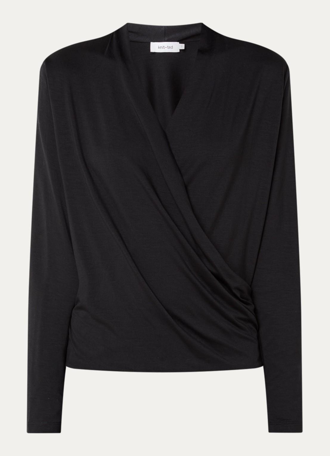 Knit-ted Jetty wikkeltop met V-hals - voorkant 3 zwart