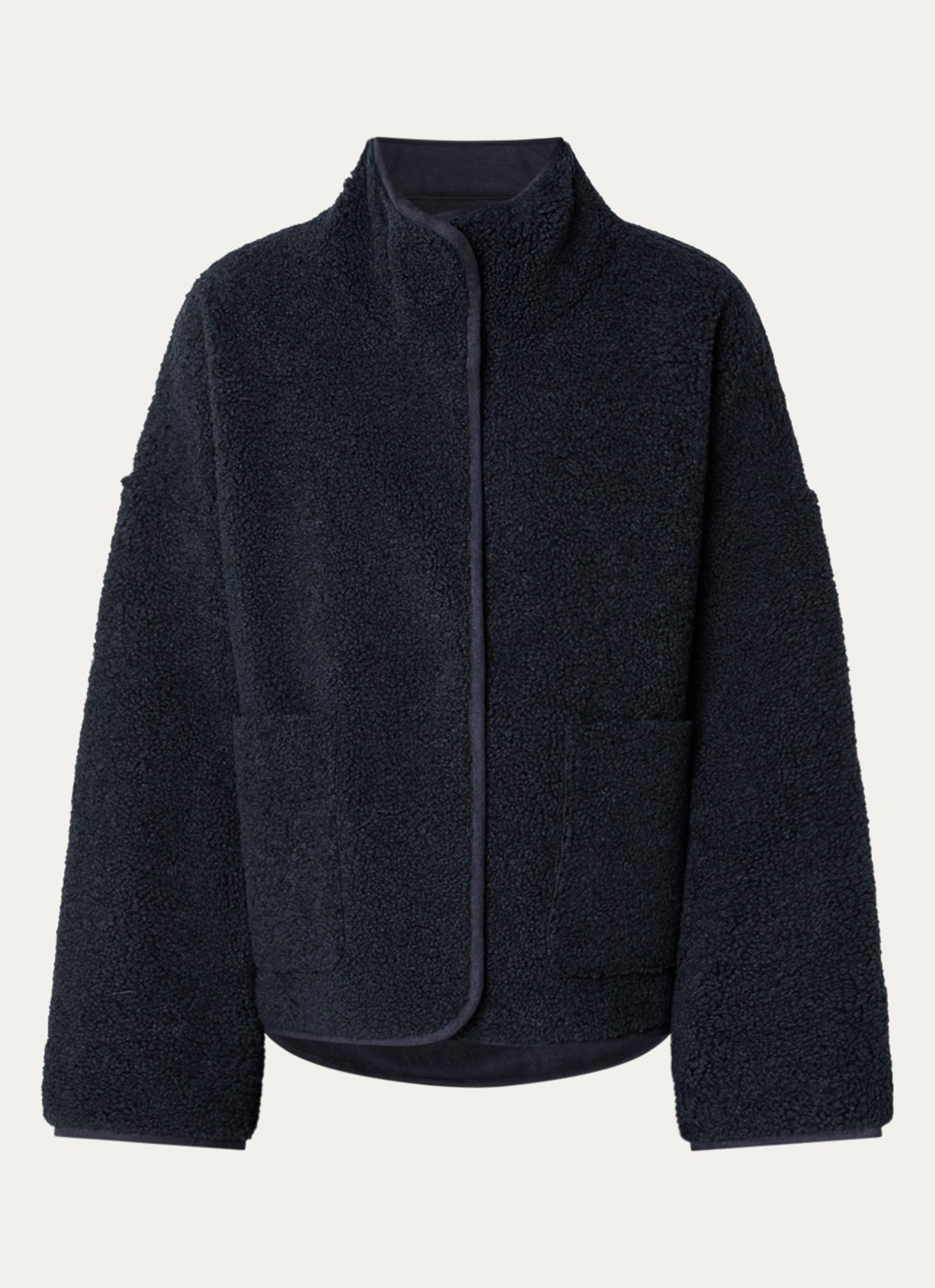 Knit-ted Jill jack van teddy met steekzakken - voorkant 3 donkerblauw
