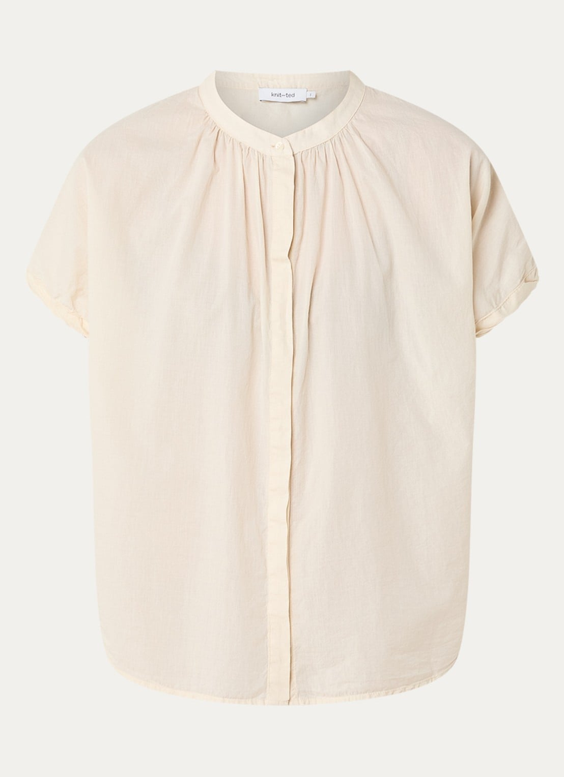 Knit-ted Lotus blouse met plooidetail - voorkant ivoor