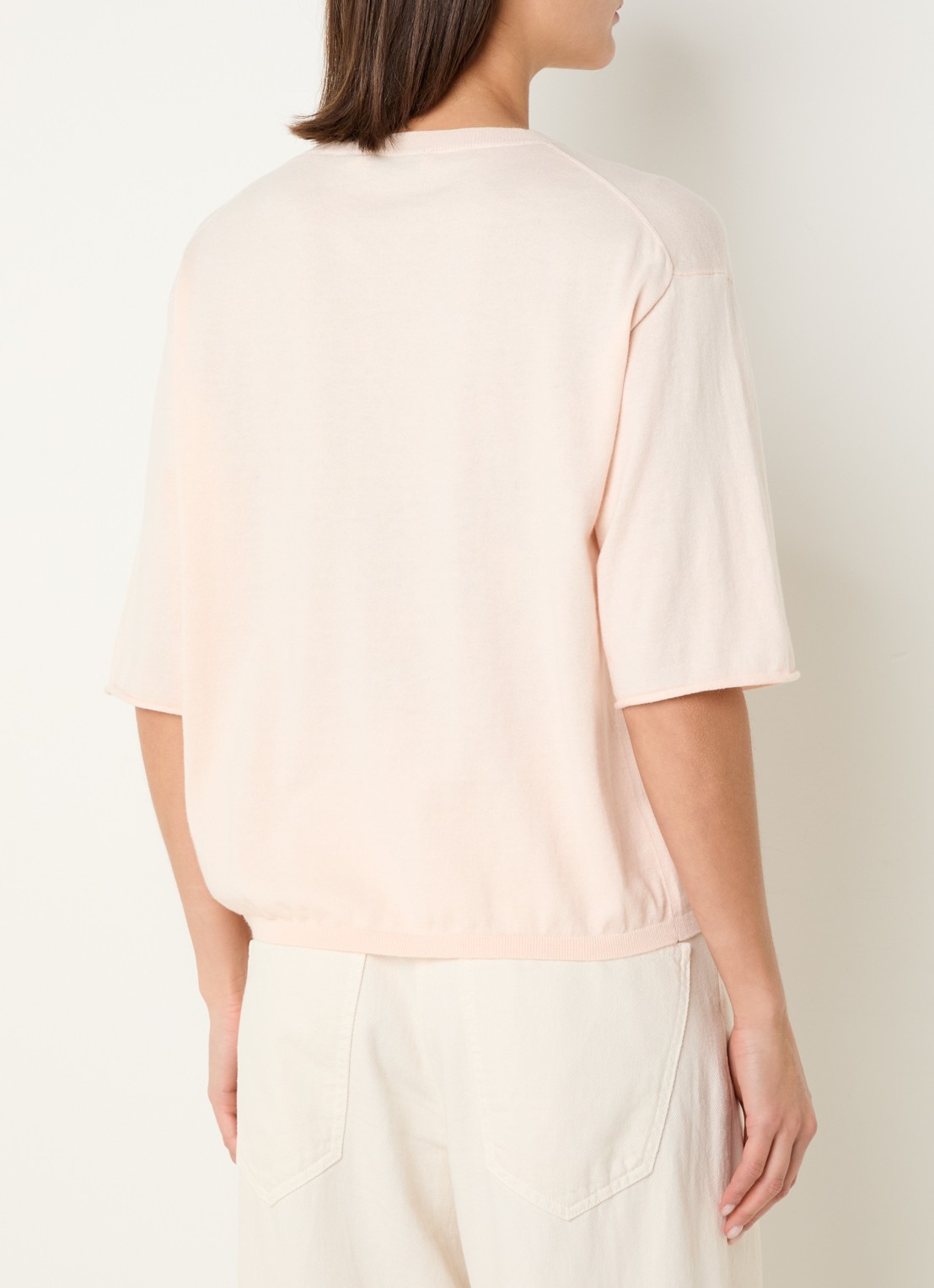 Knit-ted Merle fijngebreid T-shirt  - achterkant lichtroze